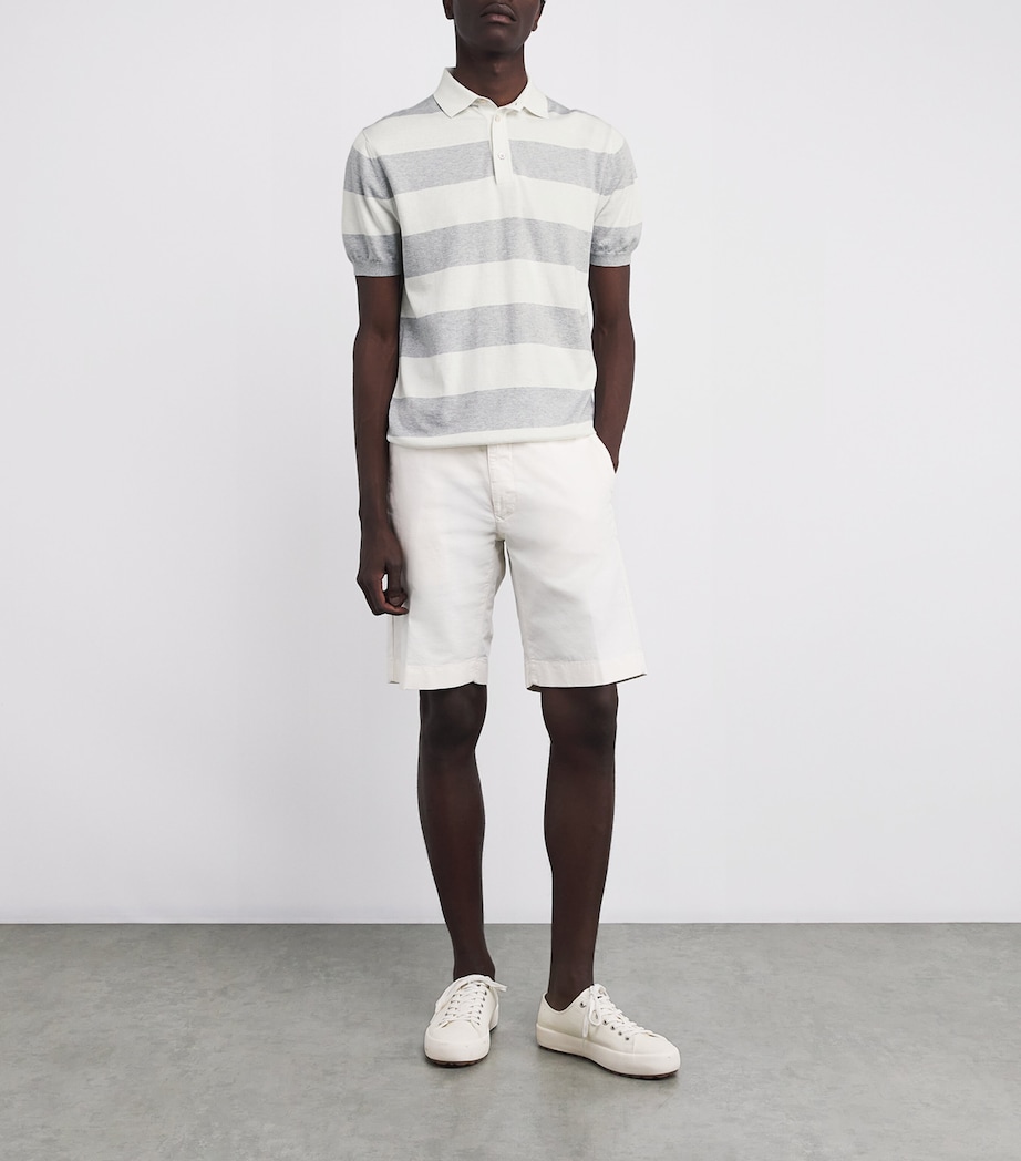 Silk-Cotton Stripe Polo Shirt 202PLM + WHSPR WHT Image 2