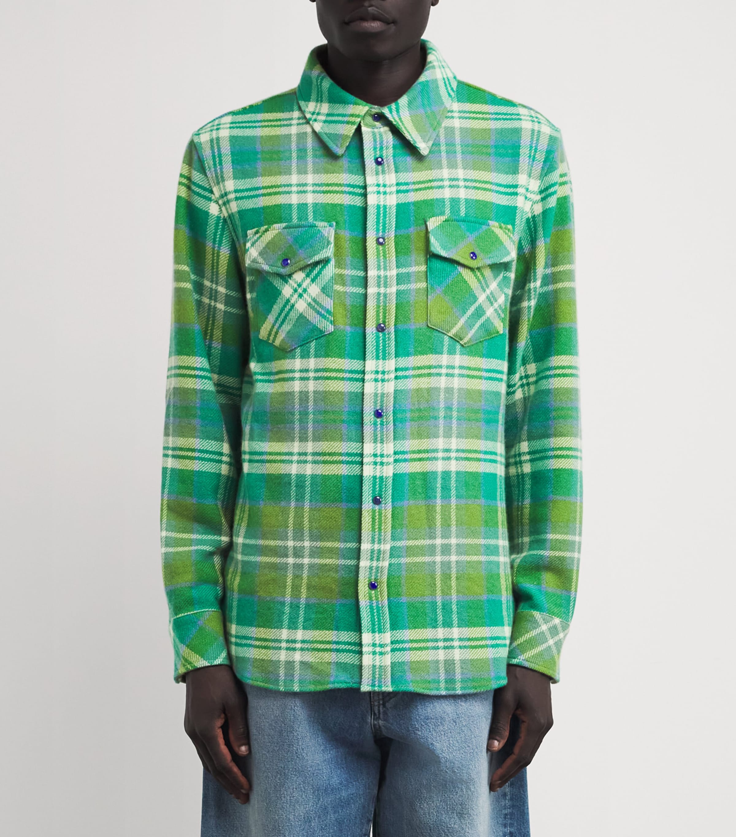 Cashmere Plaid Shirt LAPIS LAZULI Image 3