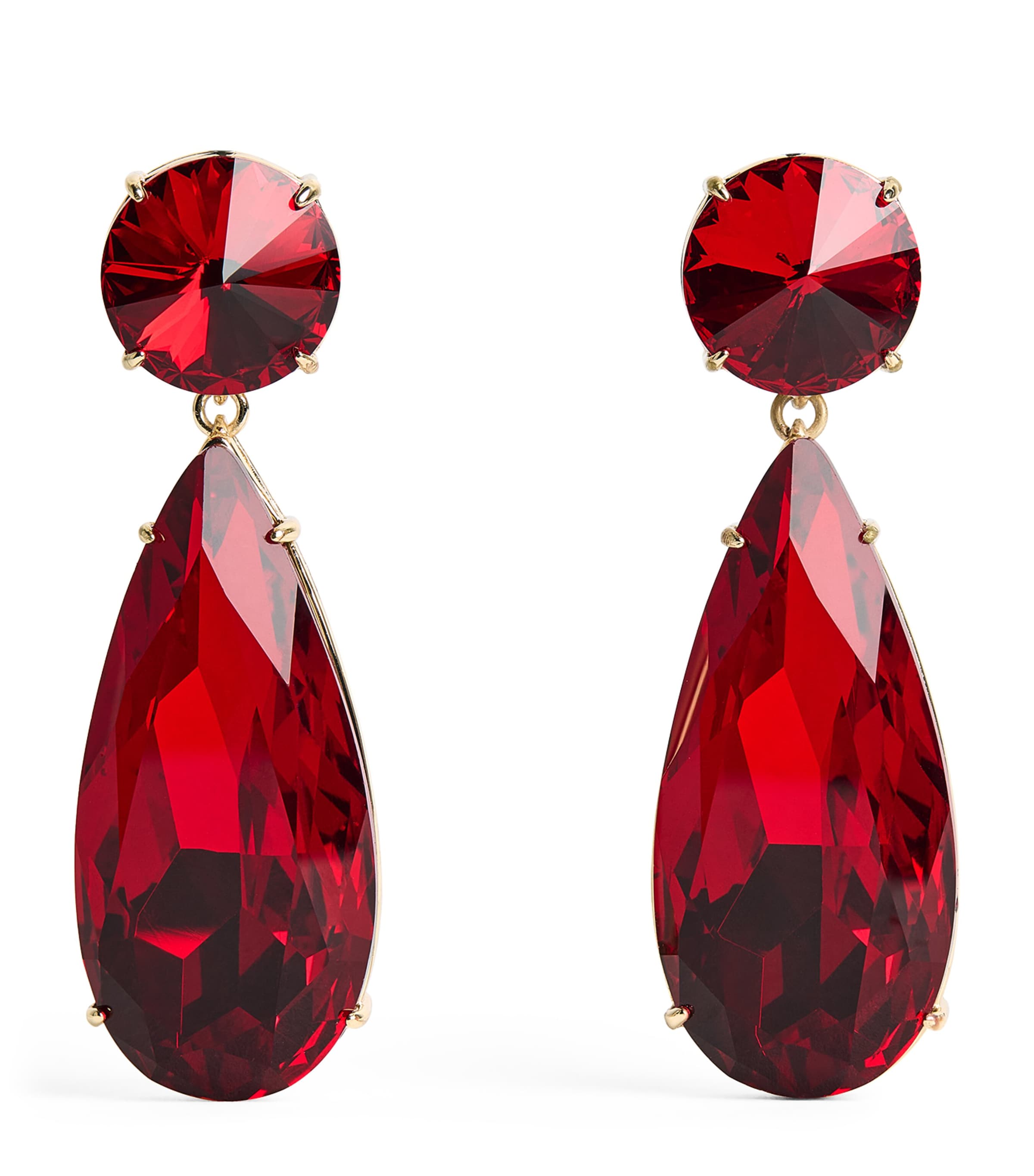 Carolina Herrera Crystal Drop Earrings In Red
