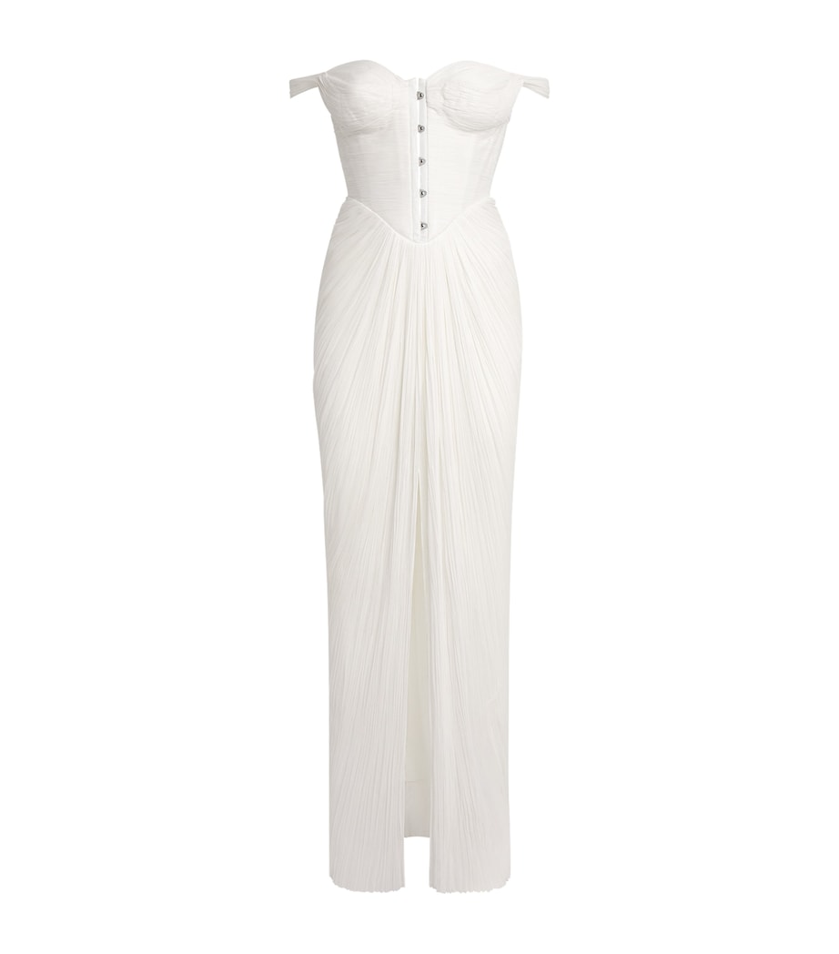 Maria Lucia Hohan Womens Silk Pleated Susie Maxi Dress White Image 1