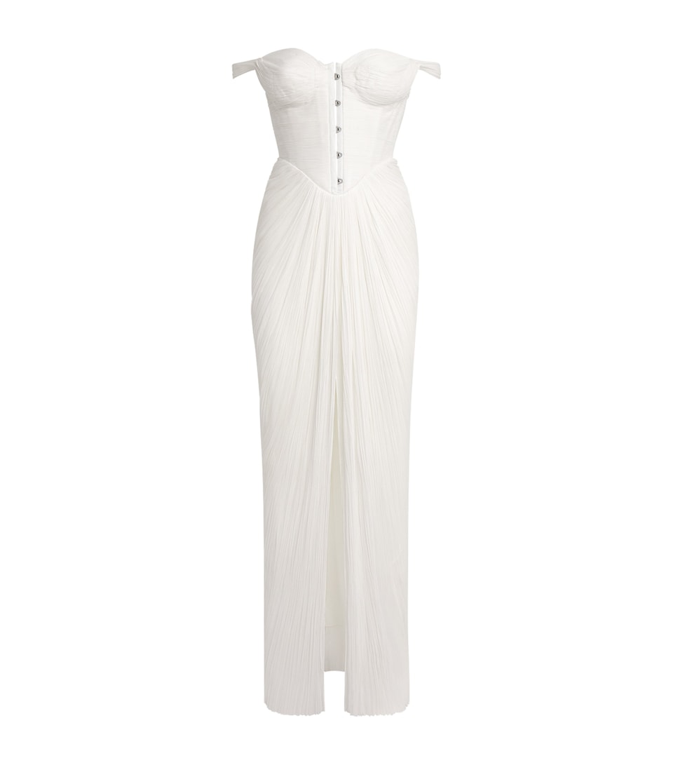 Maria Lucia Hohan Silk Pleated Susie Maxi Dress White
