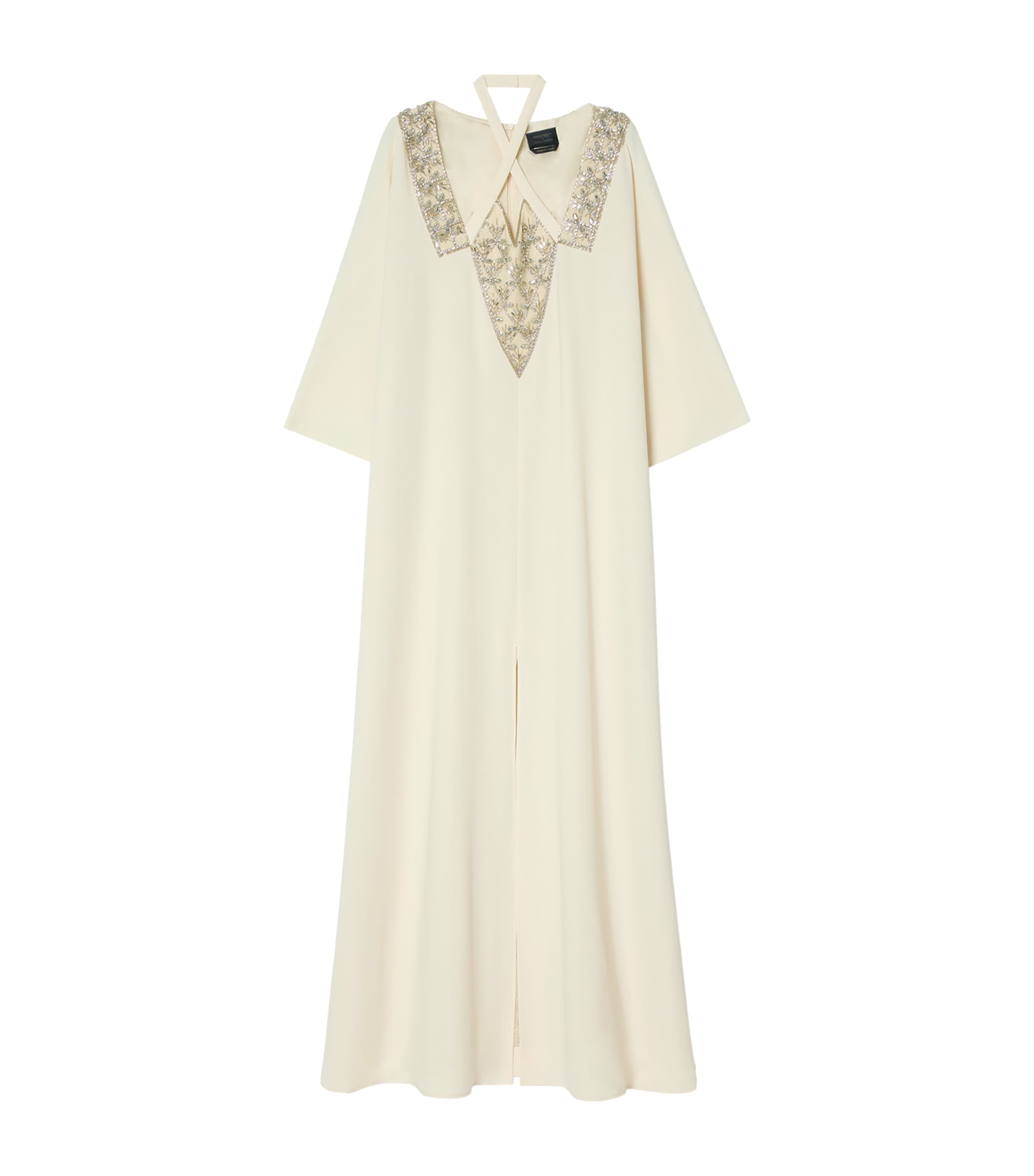 Marina Rinaldi Womens Embellished Halterneck Maxi Dress Champagne Image 1