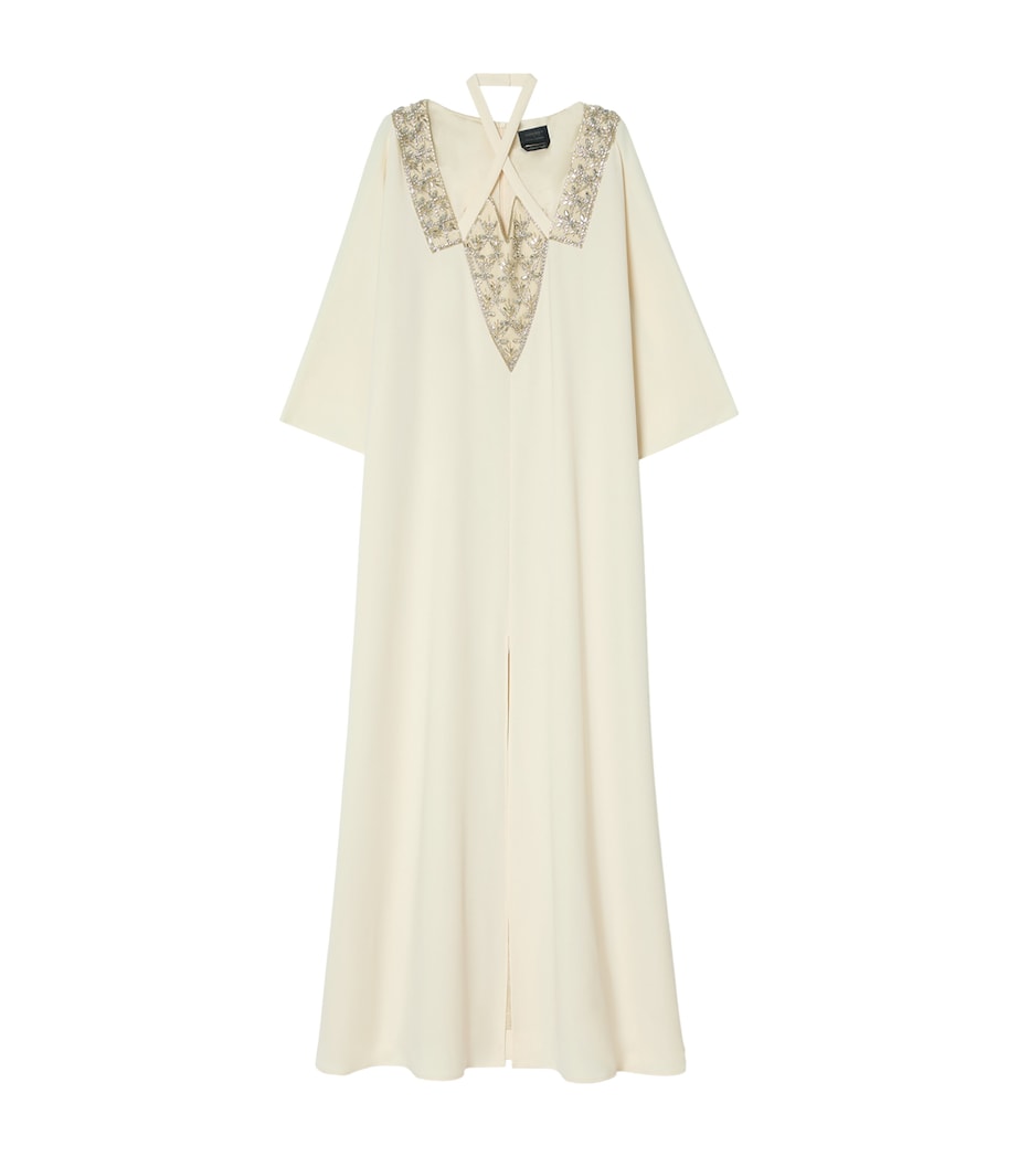 Marina Rinaldi Womens Embellished Halterneck Maxi Dress Champagne Image 1