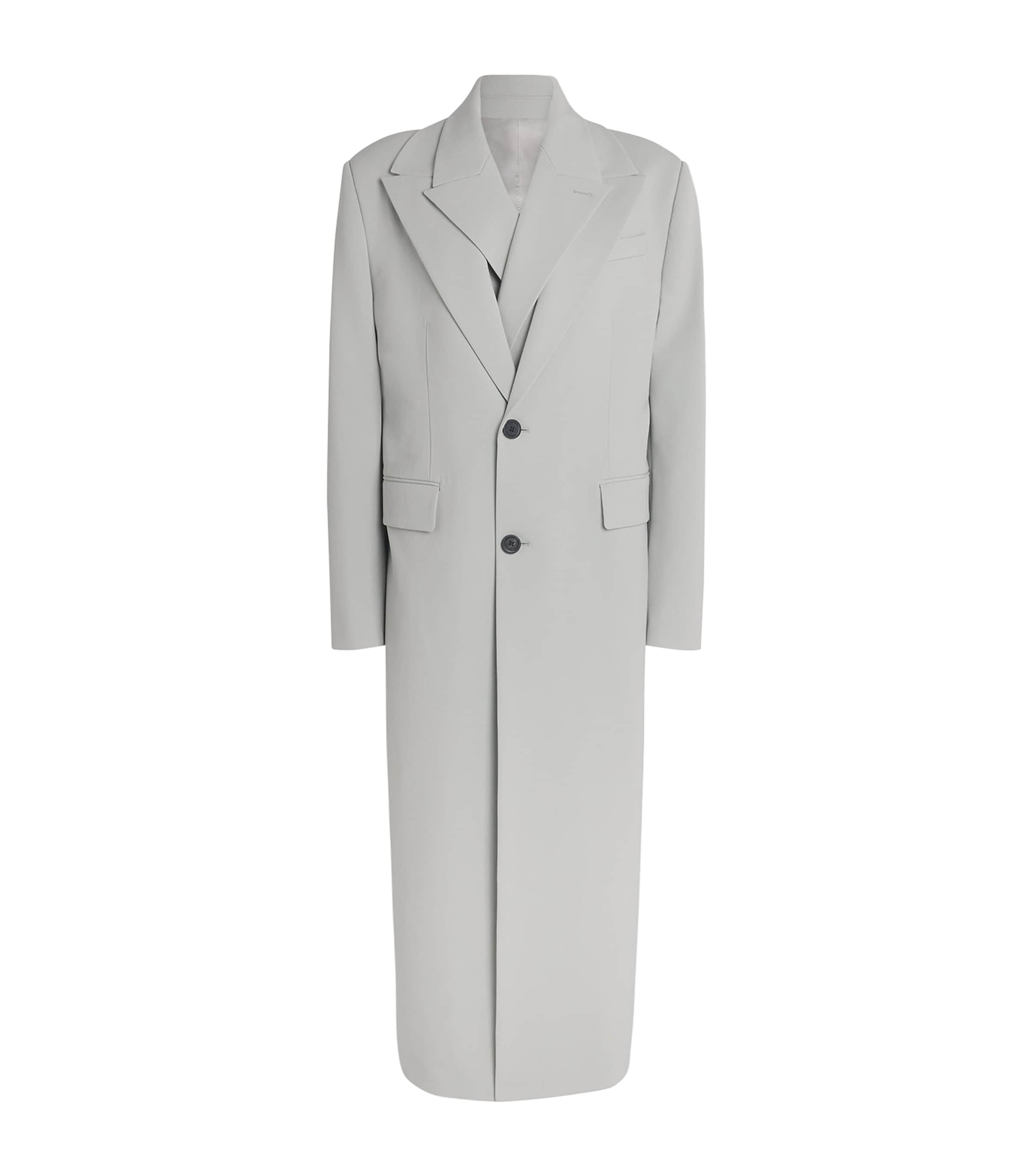 Jean Paul Gaultier Double-layer Longline Coat In Gray