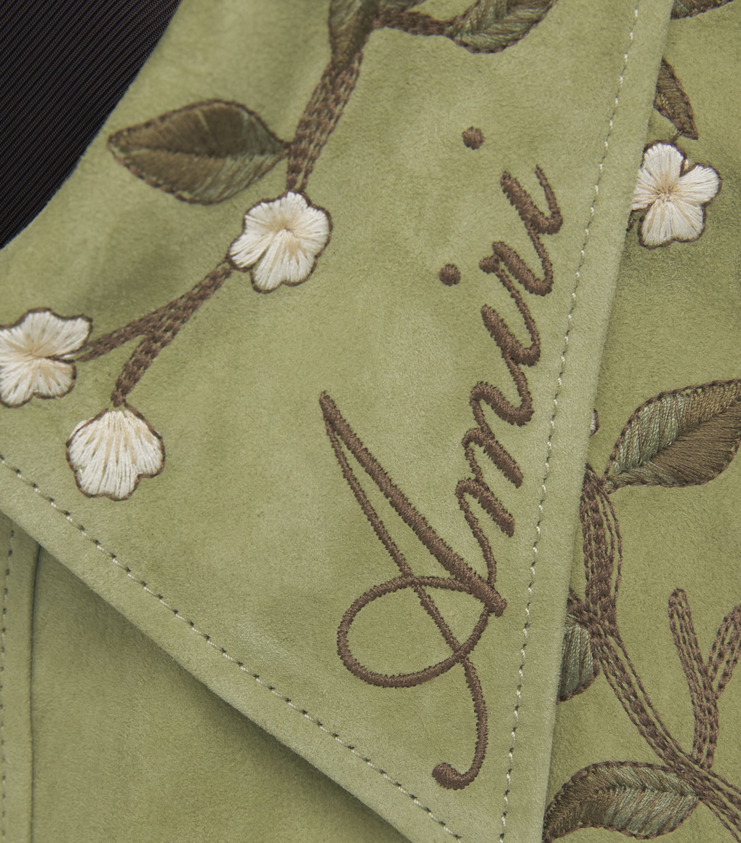 Suede Embroidered Shirt GREEN TEA Image 5