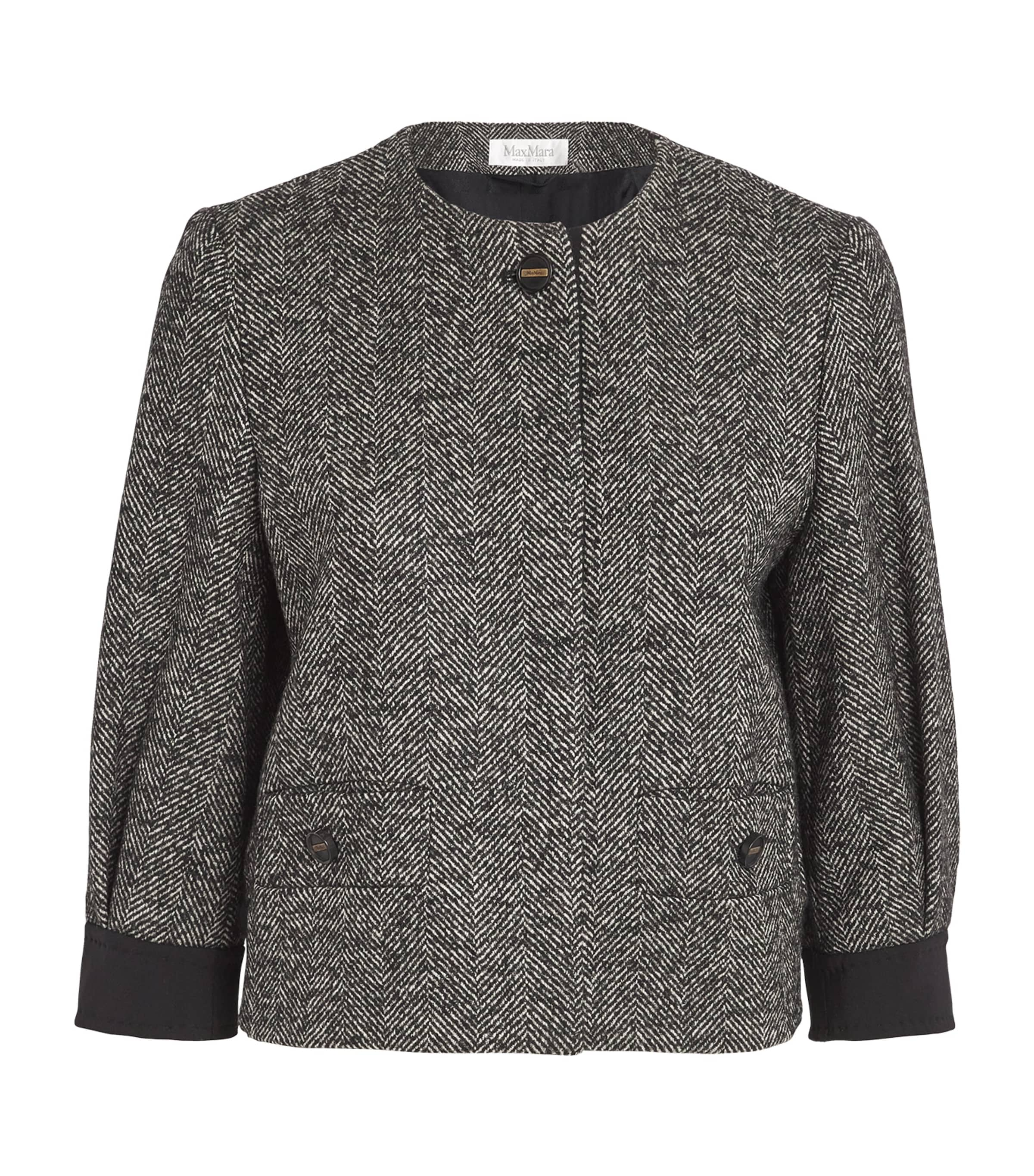 Max Mara Virgin Wool-blend Cropped Jacket In Black