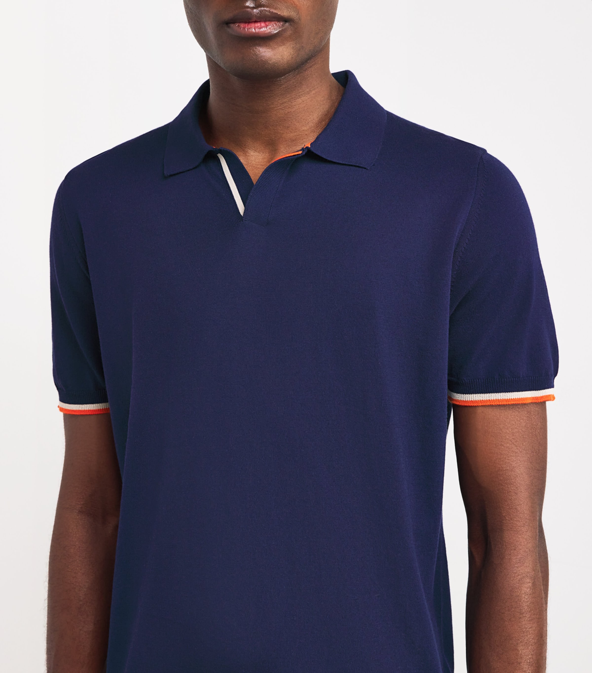 Contrast-Detail Polo Shirt U0497-NAVY Image 6