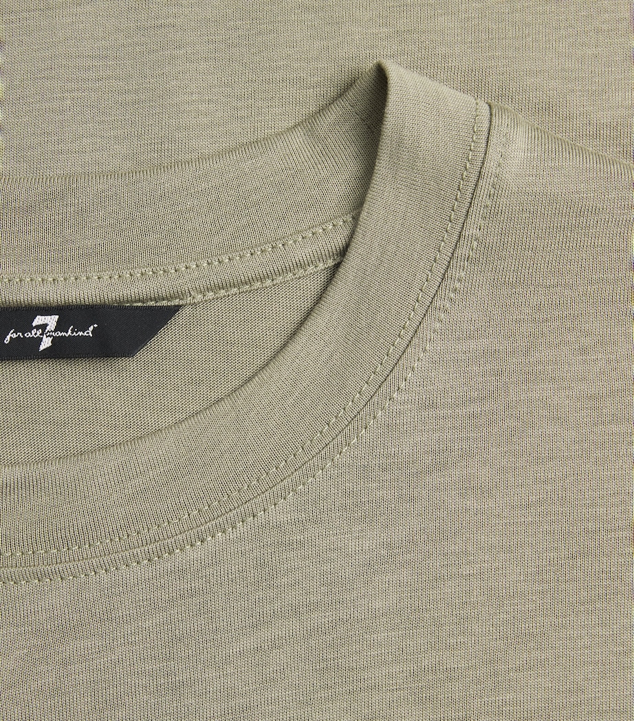 7 For All Mankind Mens Crew-Neck T-shirt Green Image 6