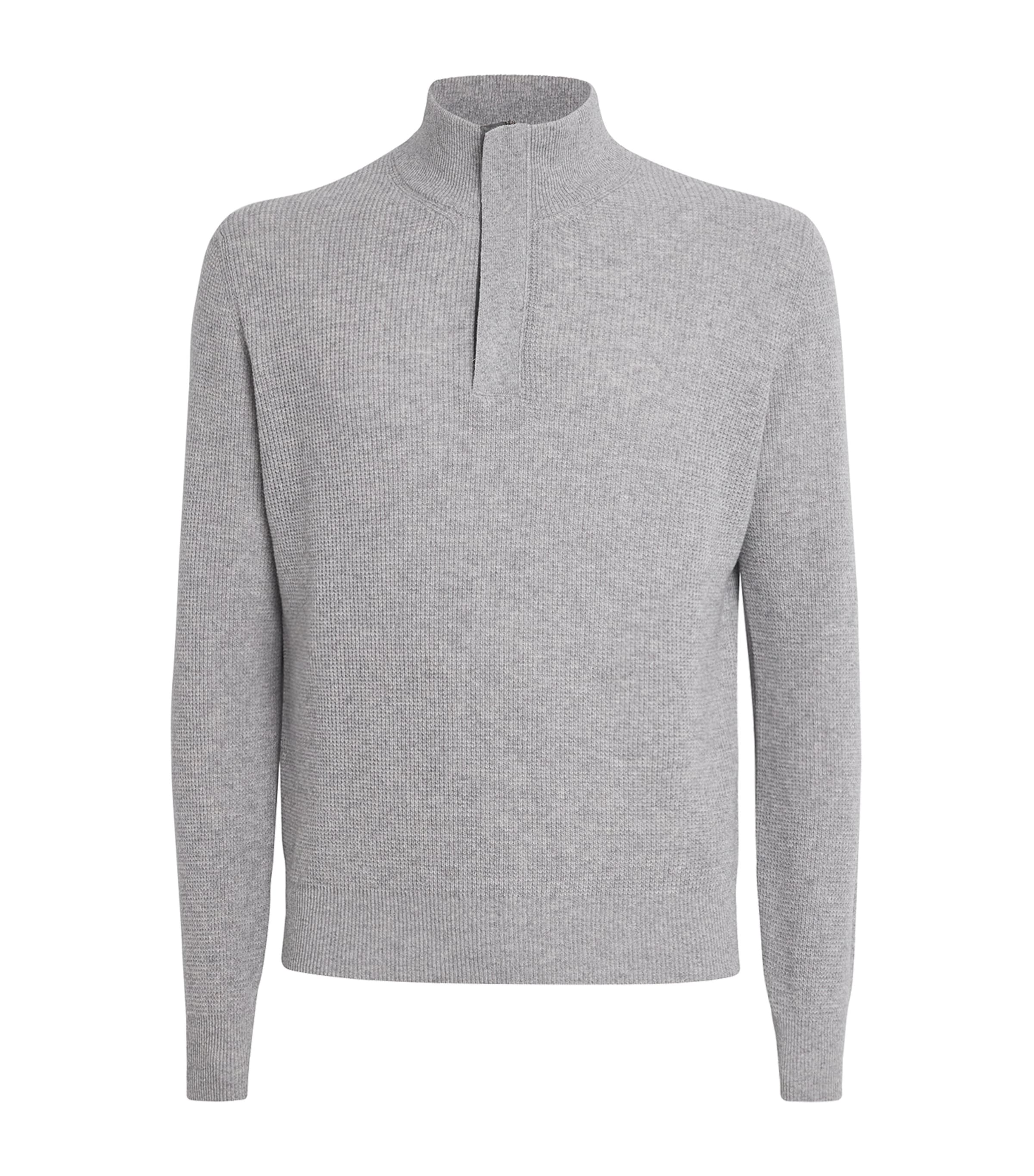 Canali Mens Wool-Cashmere Quarter-Zip Sweater Image 1