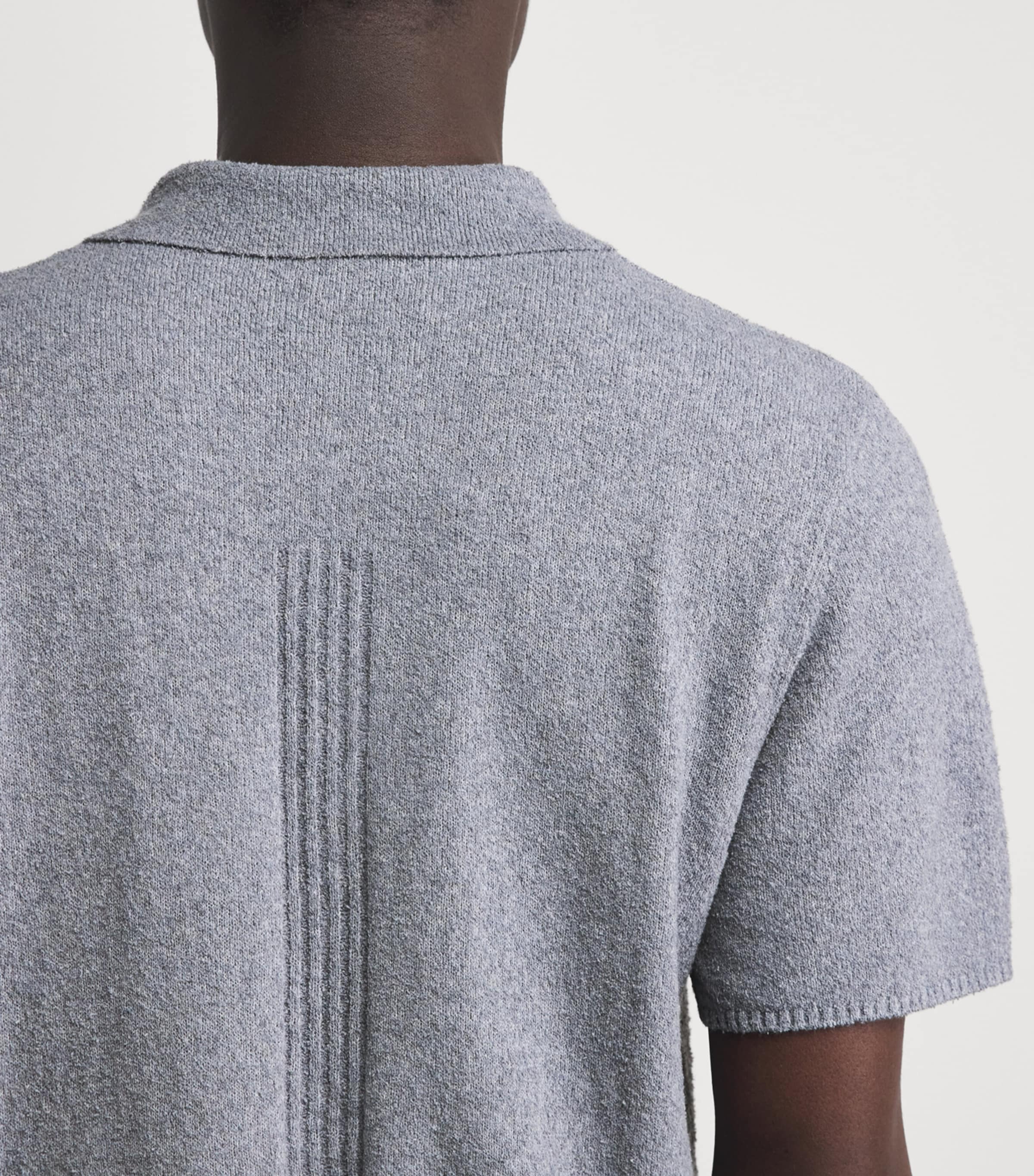 Won Hundred Mens Knitted Jonas Polo Shirt Bluish Grey Image 3