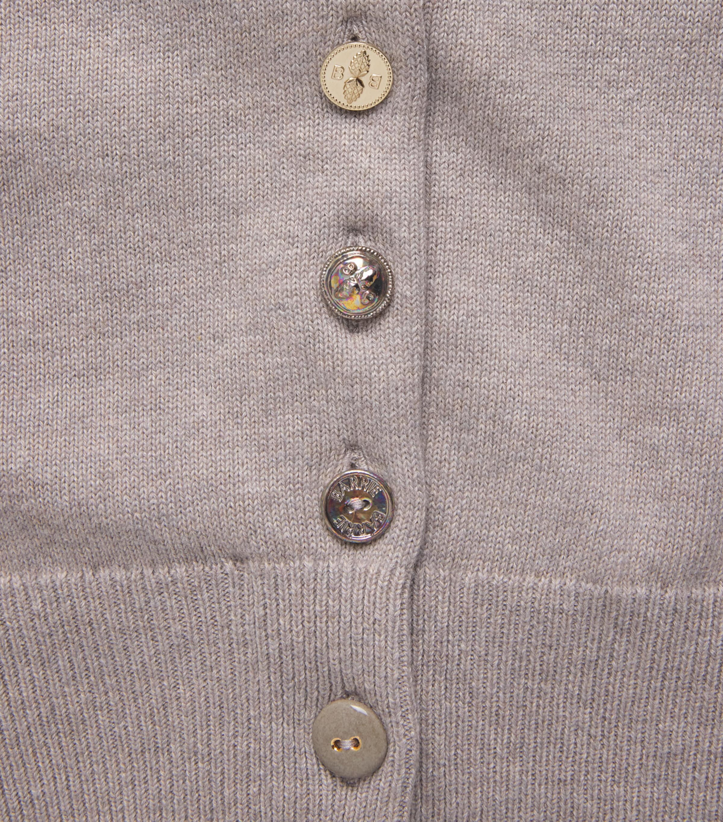 Barrie Womens Cashmere-Cotton Jewel-Button Cardigan Drift Image 6