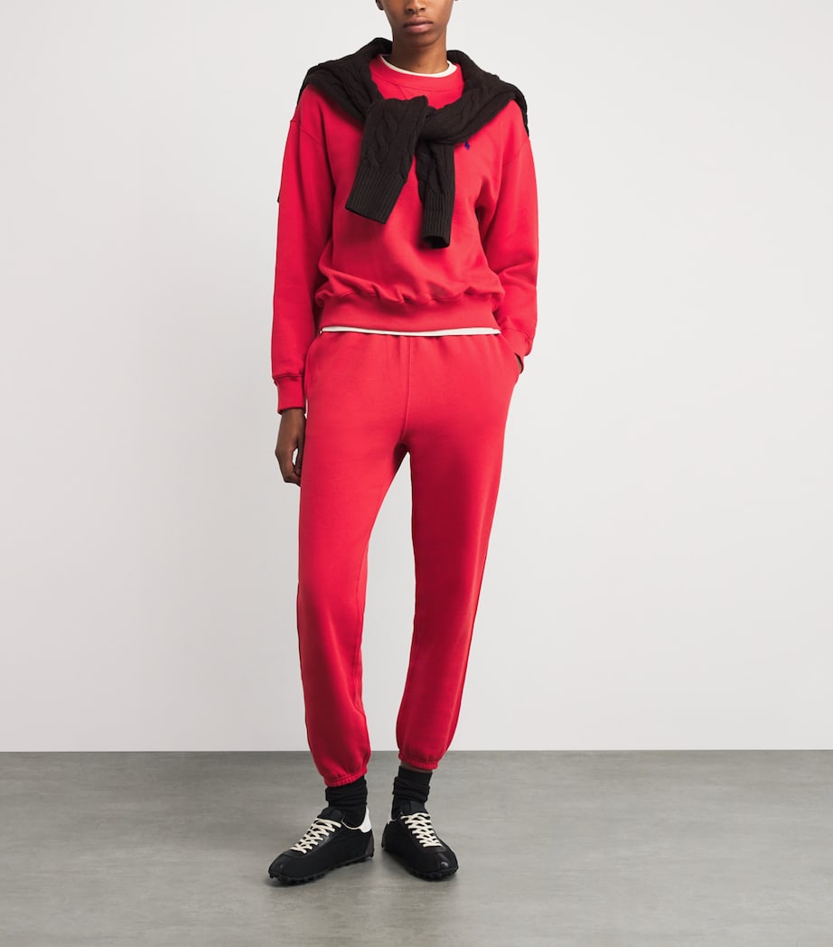 Cotton-Blend Polo Pony Sweatpants DEEP ORANGEY RED Image 2