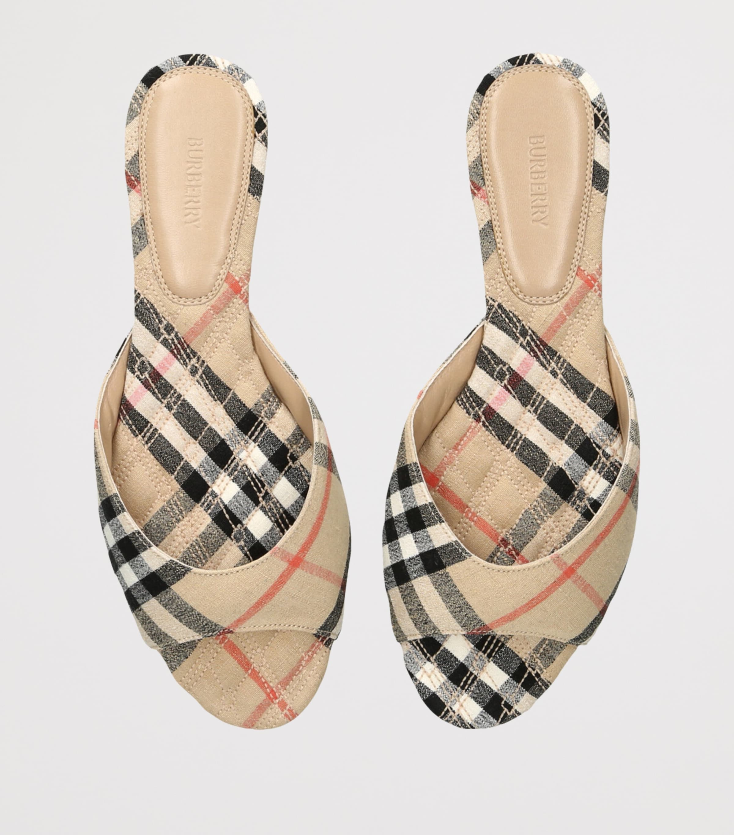 Stretch-Linen Mew Slides BEIGE COMB Image 4