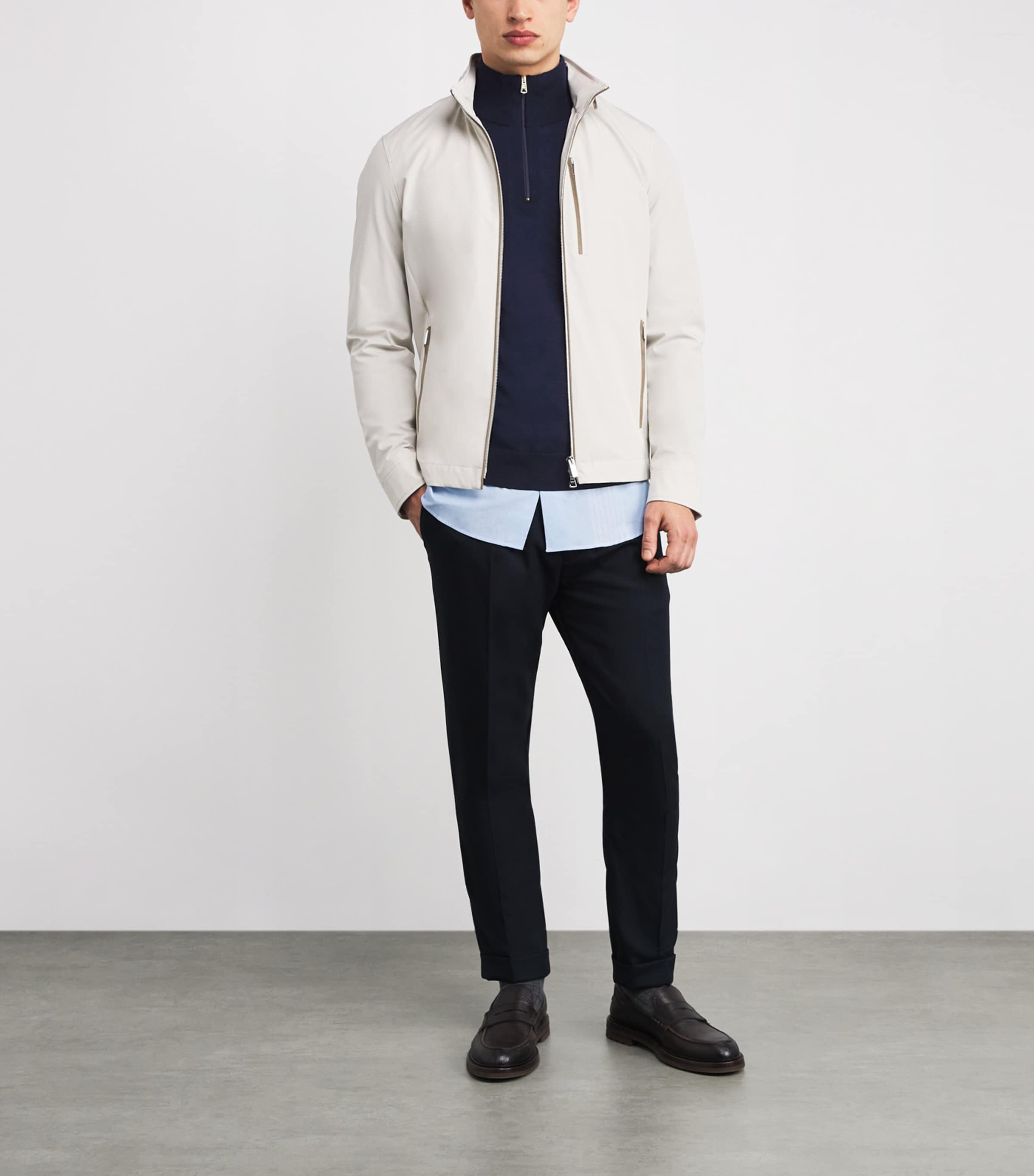 Merino Wool Quarter-Zip Sweater NAVY - 49 Image 2