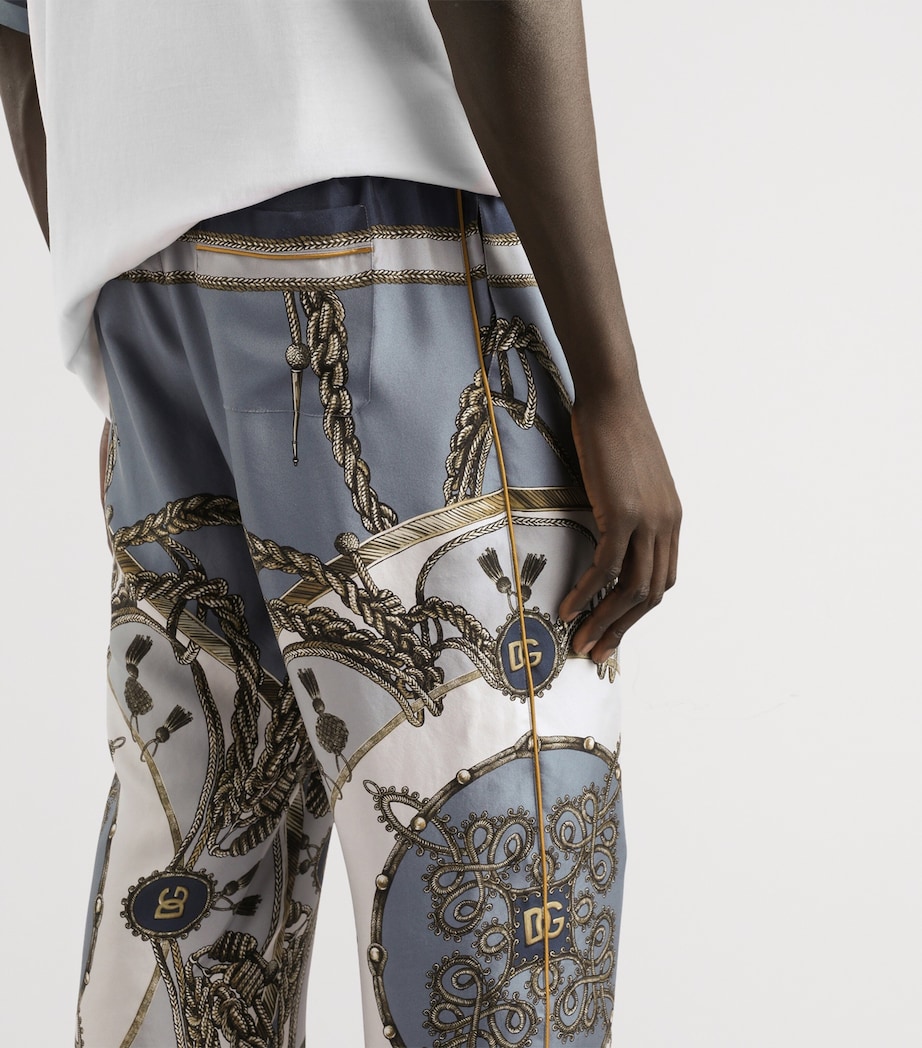 Dolce&Gabbana Mens Silk Twill Printed Trousers Corde/nappe F. Image 5
