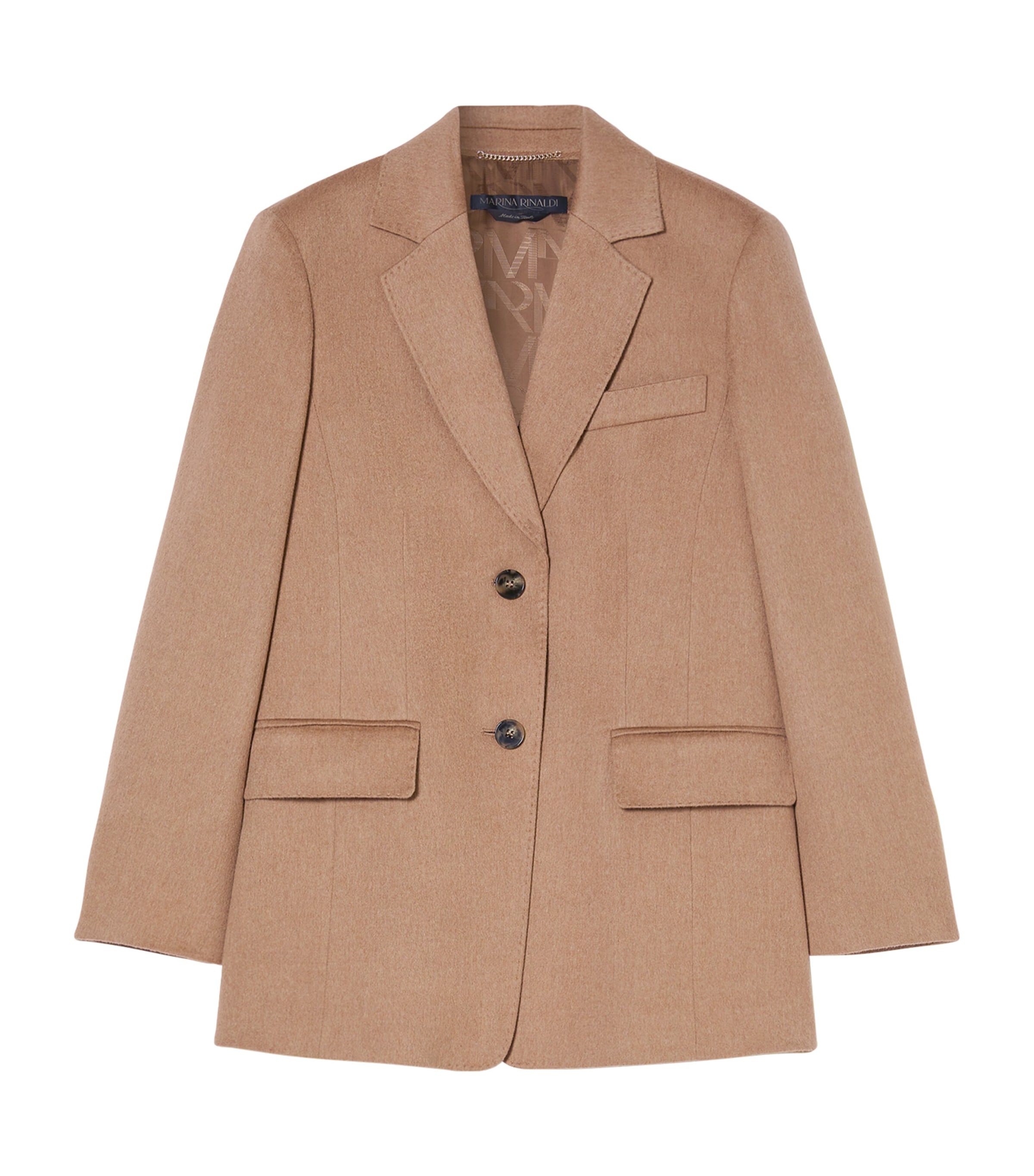 Marina Rinaldi Camel Wool Blazer In Beige