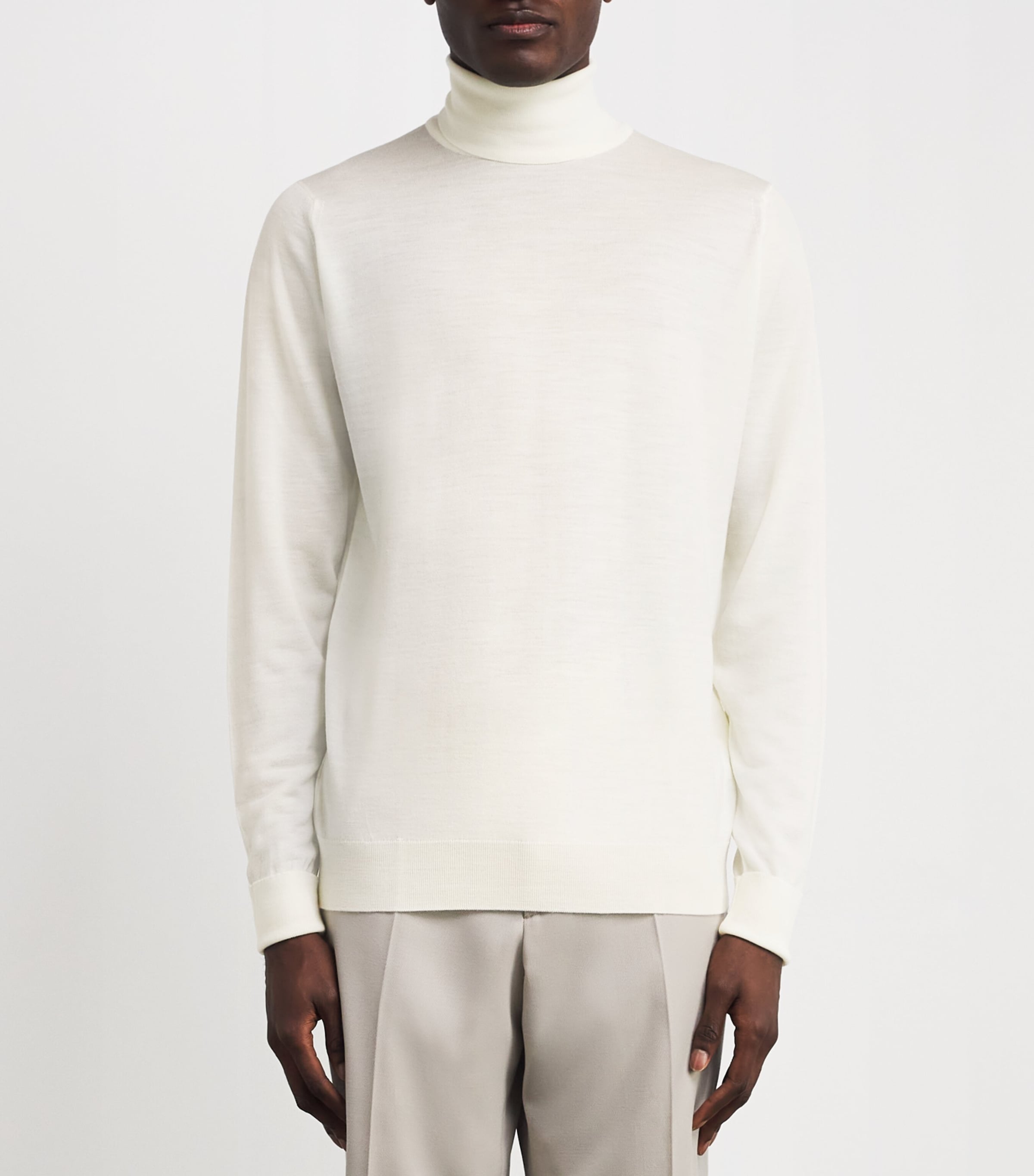 John Smedley White Extra Fine Merino Rollneck Richards Sweater