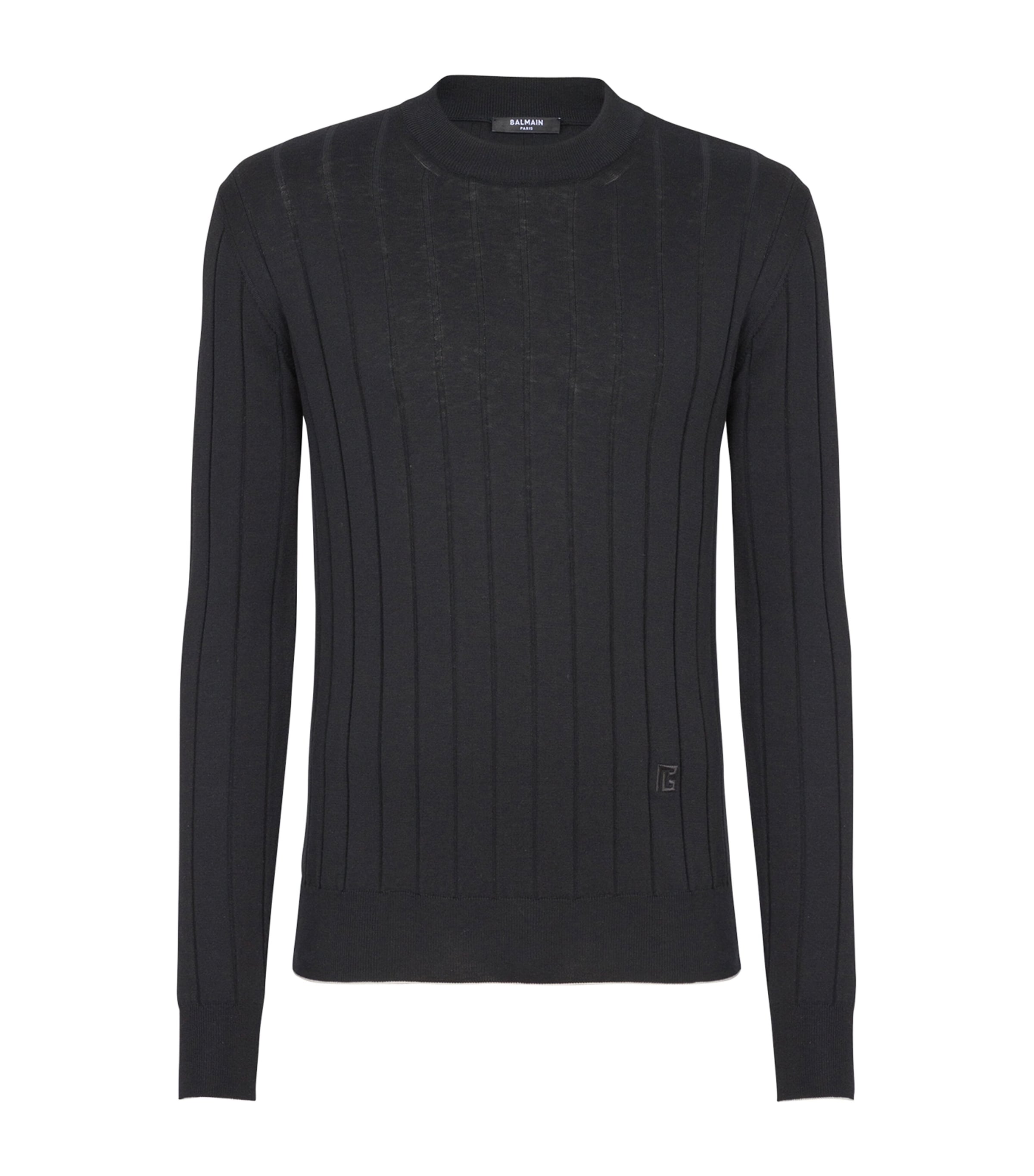 Balmain Classic Crew Neck Sweater In Black