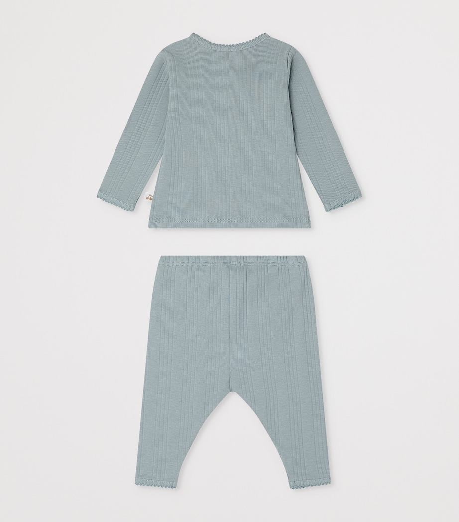 Bonpoint Cotton Top and Trousers Set (1-18 Months) Bleu Du Nord Image 2