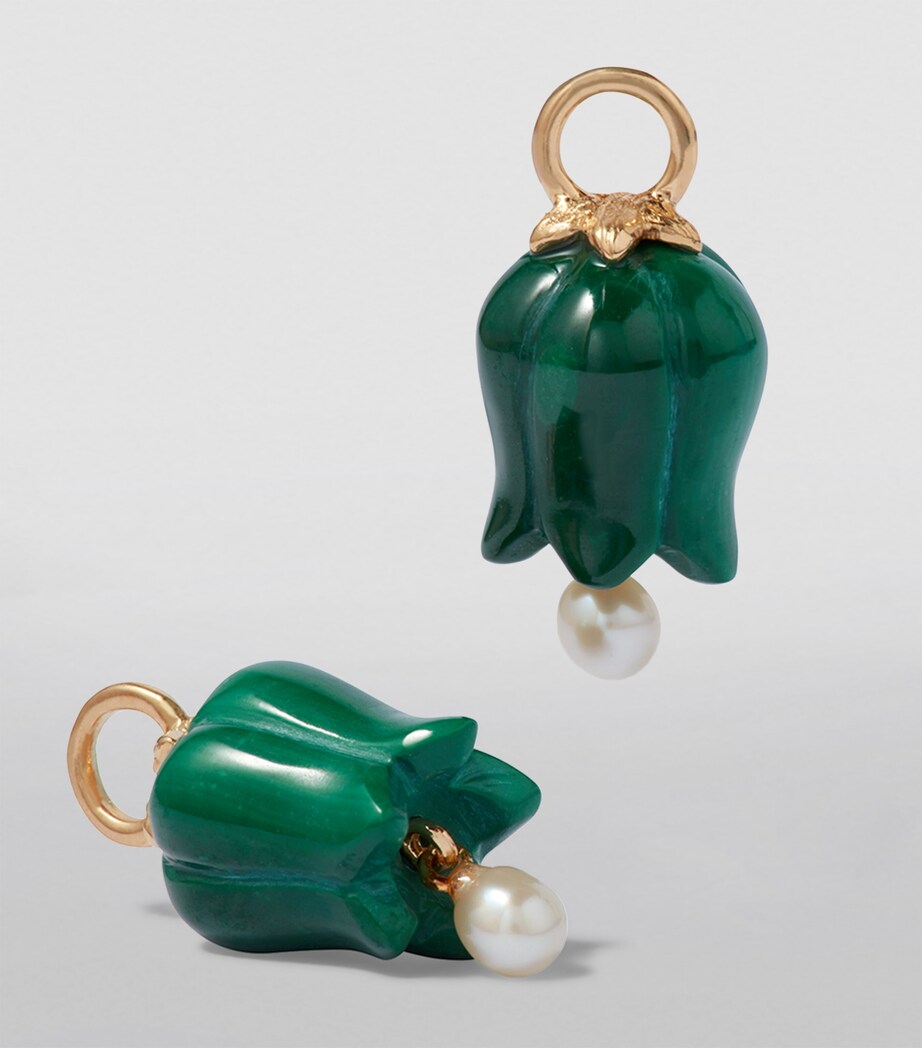 Yellow Gold, Malachite and Pearl Tulip Earrings YELLOW GOLD Image 2