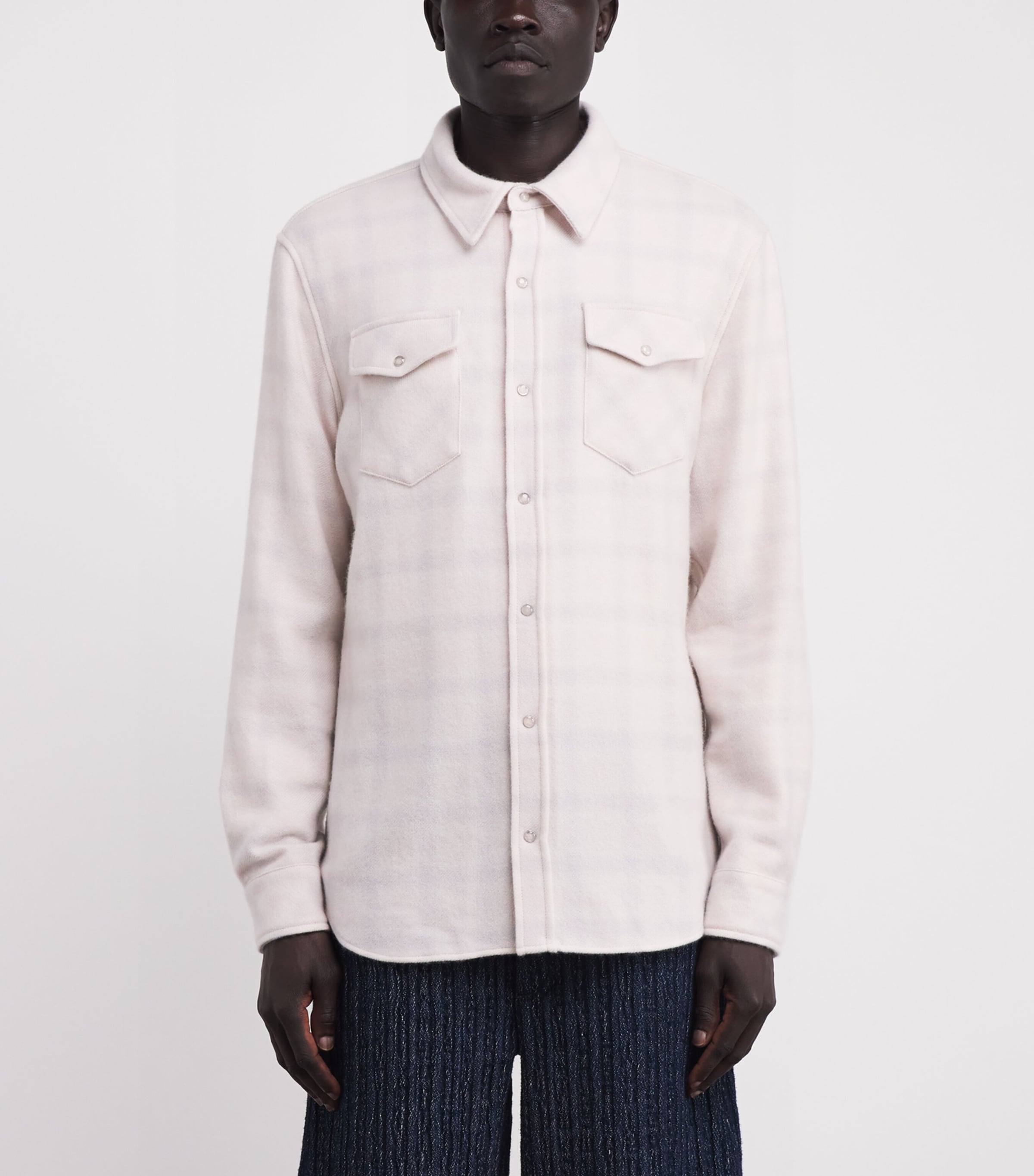 Cashmere Check Overshirt ROSE QUARTZ Image 3