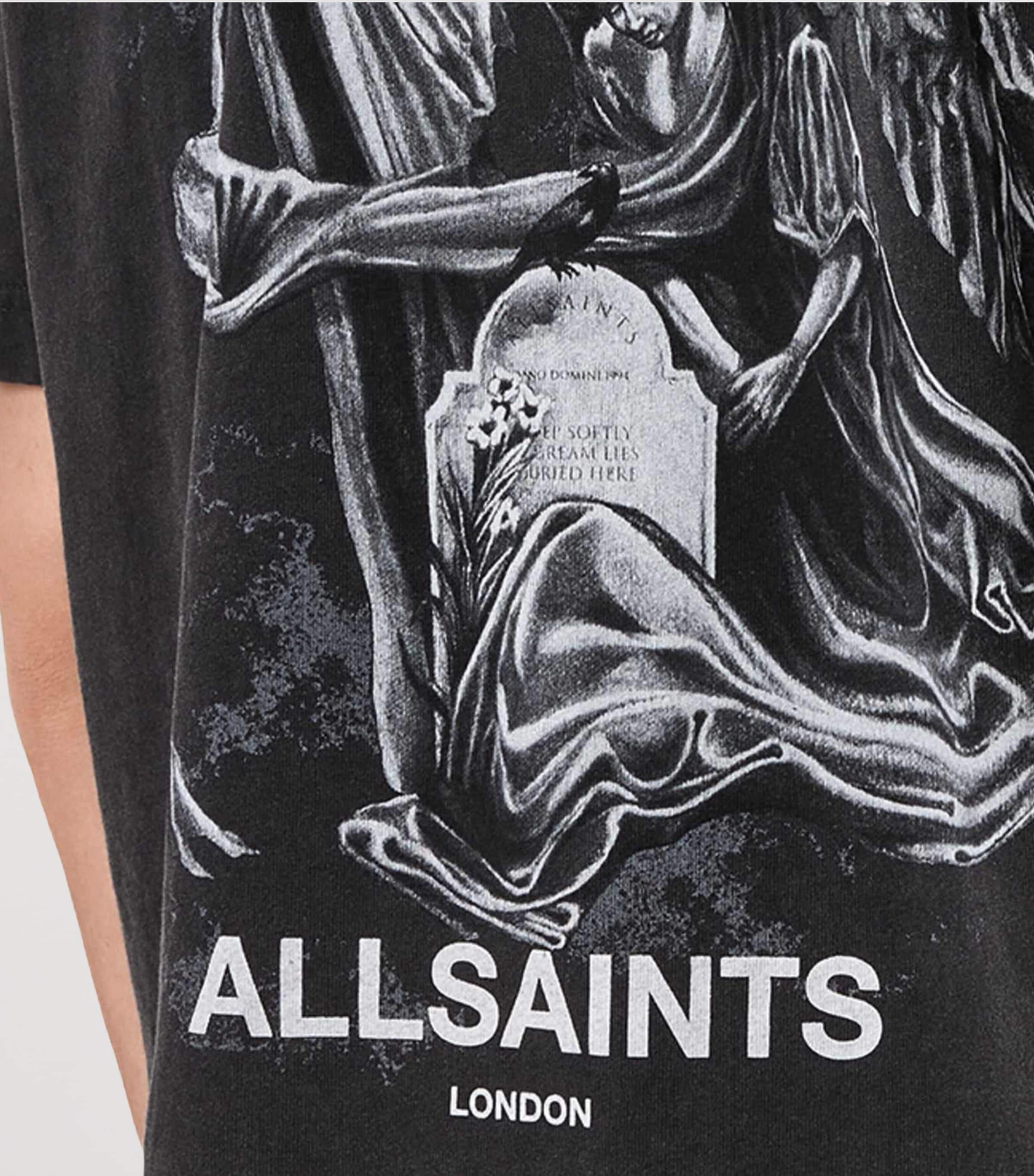 AllSaints Mens Angel-Print Seraph T-Shirt Washed Black Image 5