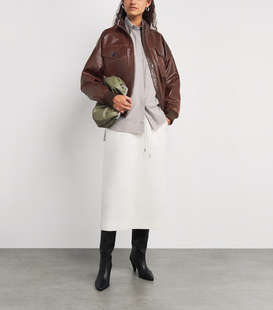 Leather Bomber Jacket BROWN Image 2