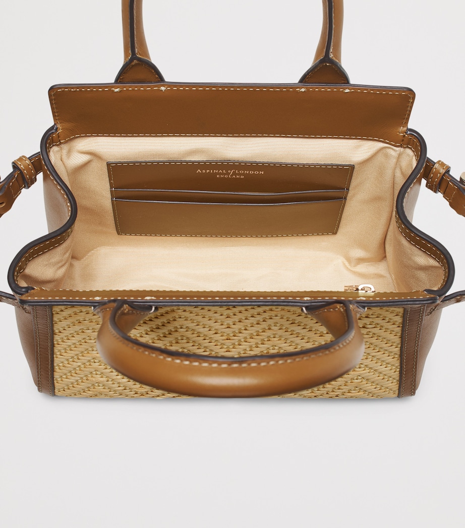 Aspinal Of London Mini Raffia-Leather Savannah Top-Handle Bag Neutral Image 3