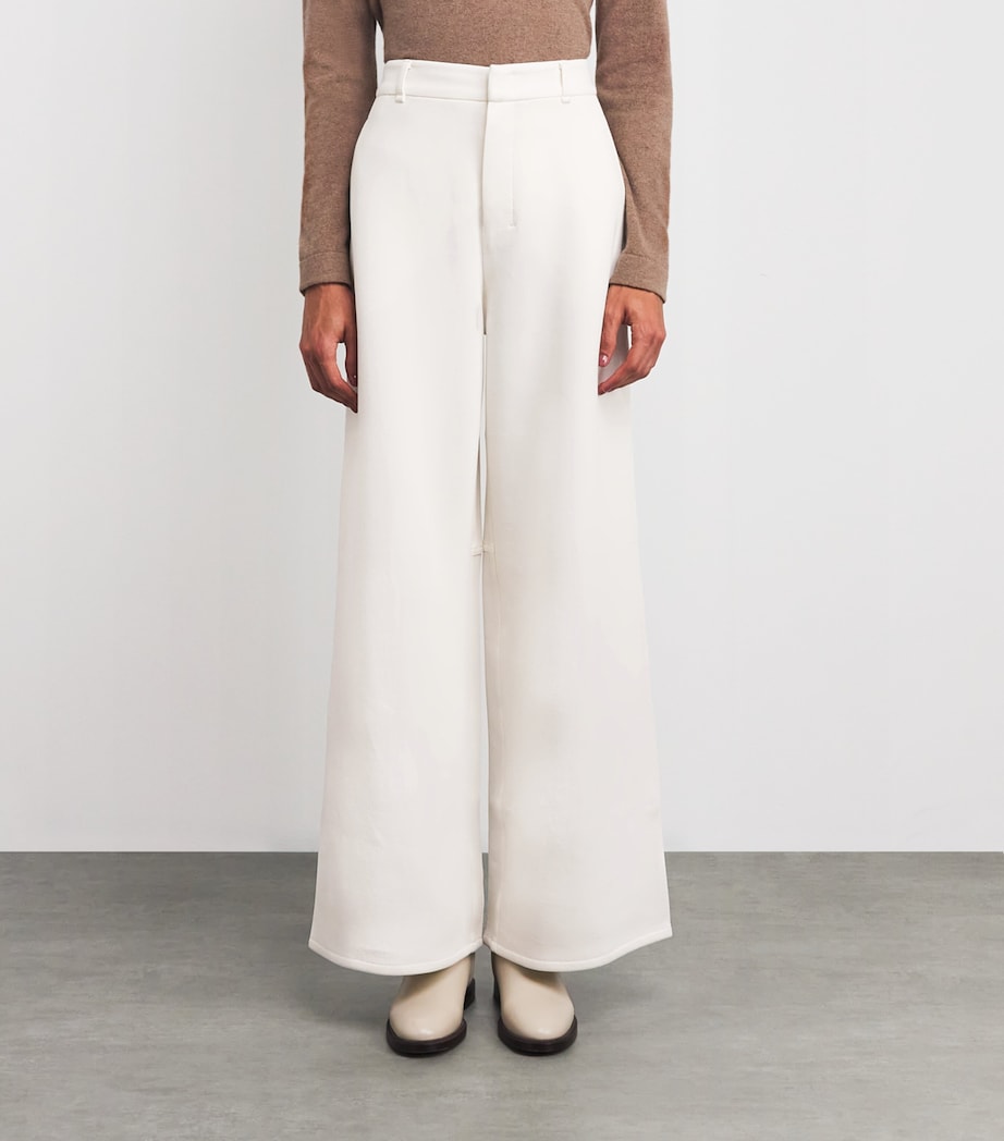 Cotton-Blend Jersey Trousers WHITE Image 3