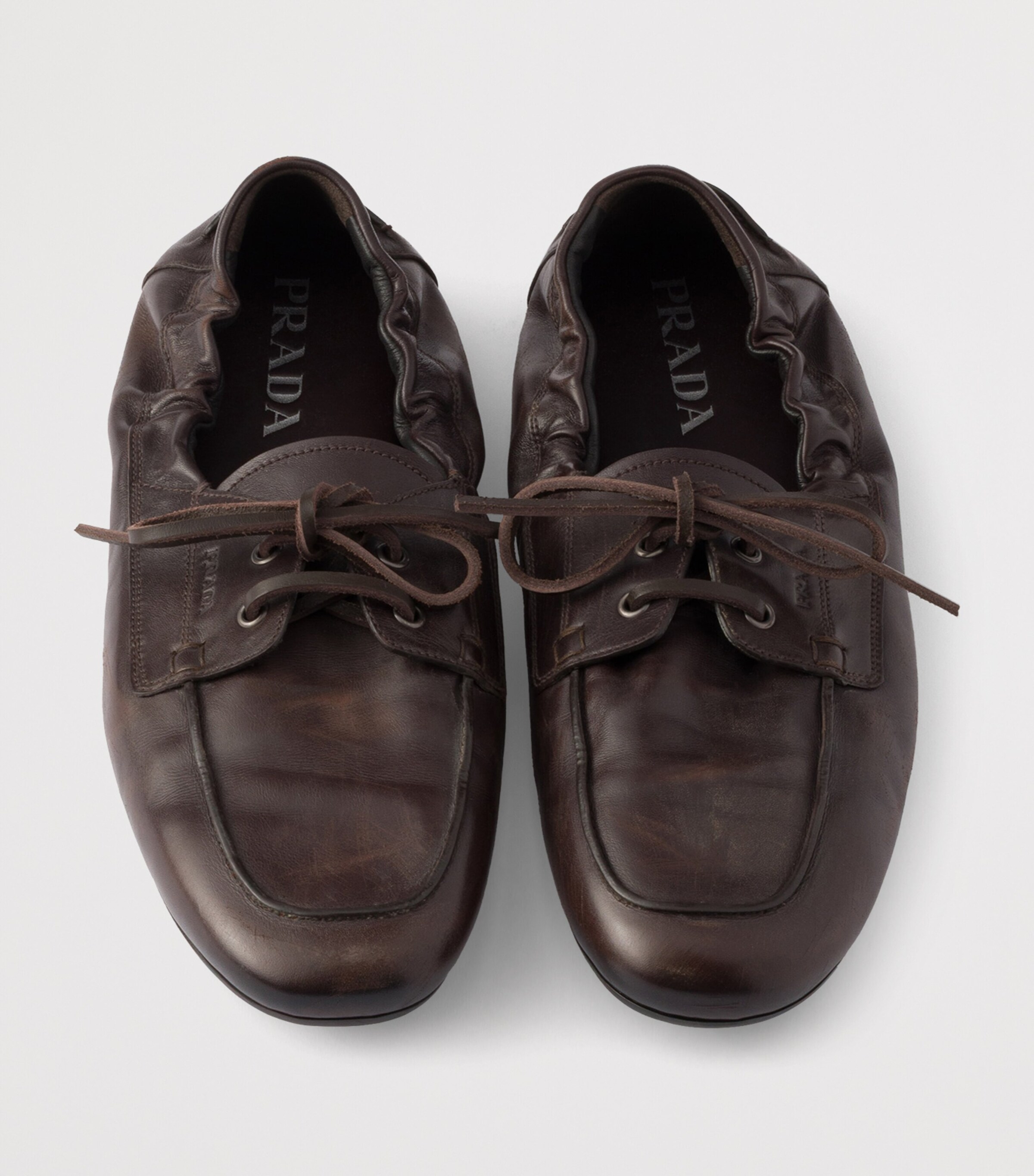 Prada Antiqued Leather Shuffle Loafers Image 3