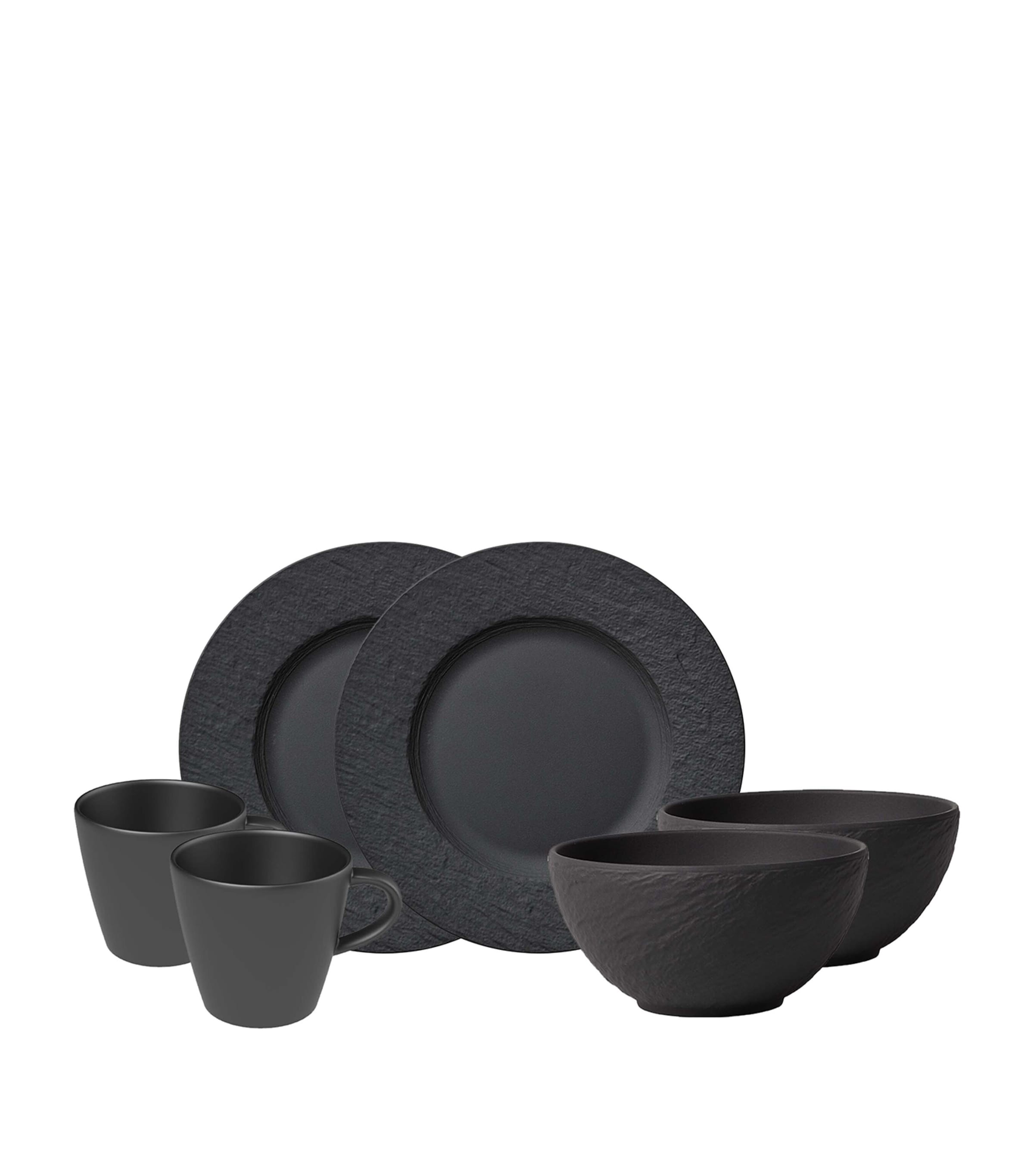 Villeroy & Boch Manufacture Rock Porcelain Breakfast Set Of Six In Black