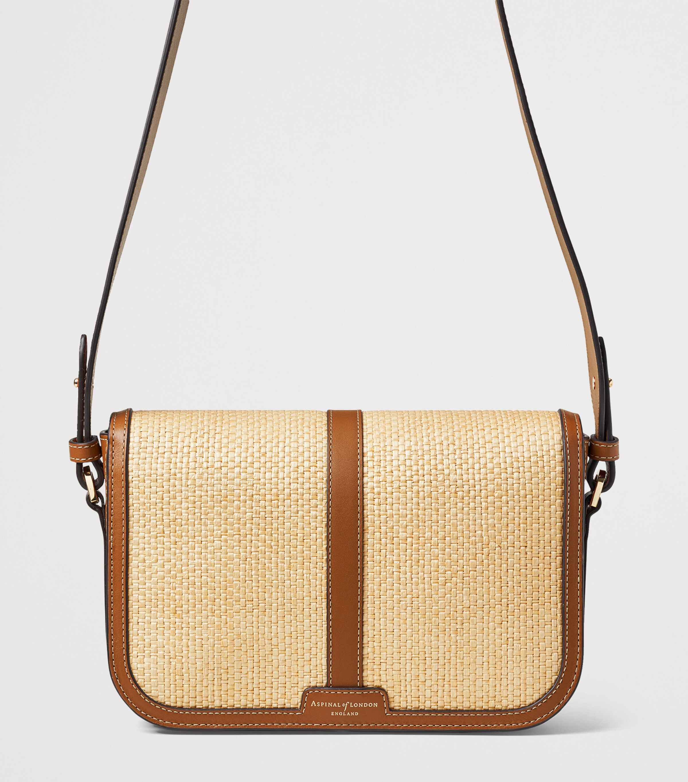 Aspinal Of London Raffia Leather Resort Cross-Body Bag Neutral Image 3
