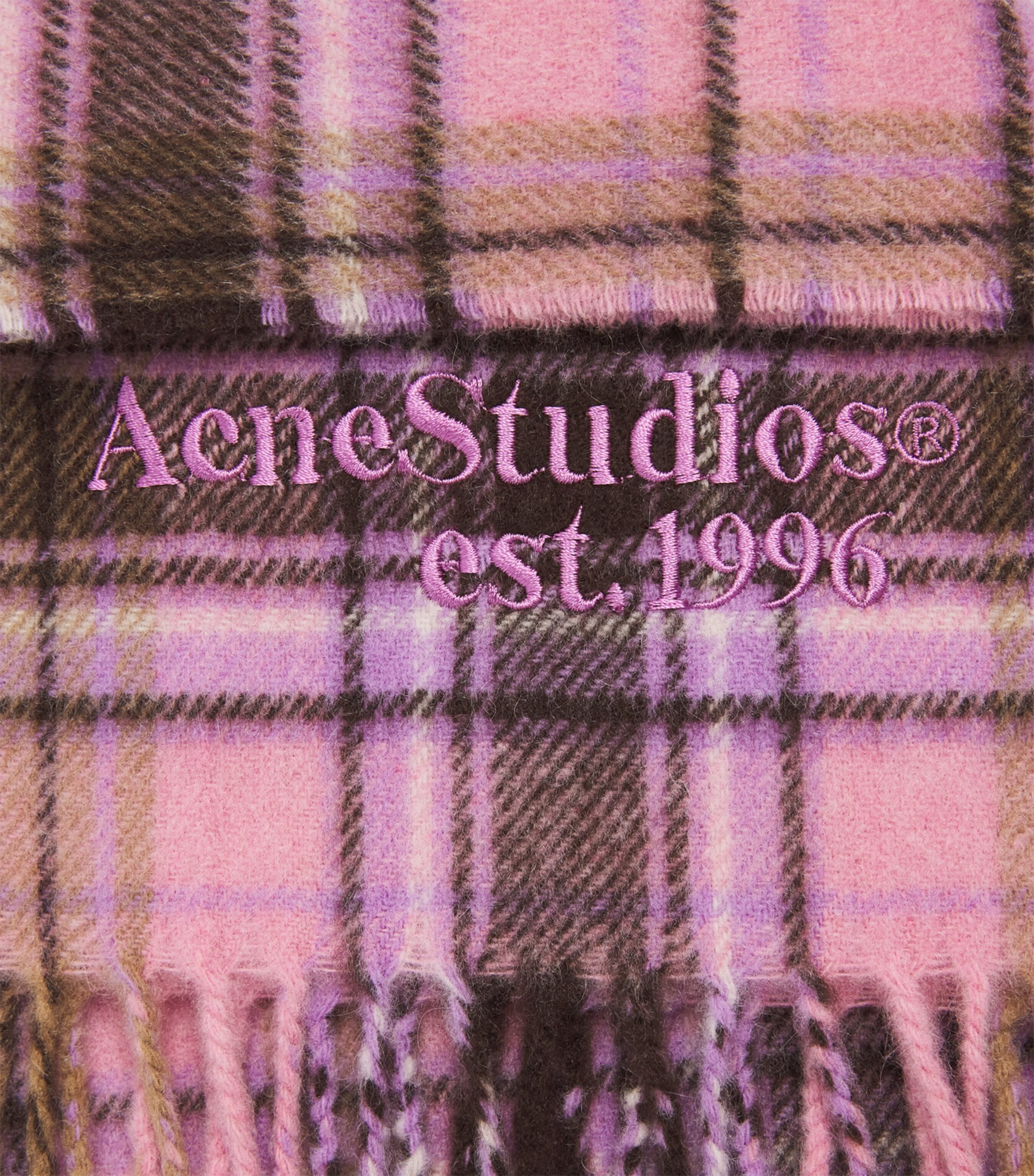 Acne Studios Cashmere-Wool Check Scarf Pink/black Image 4
