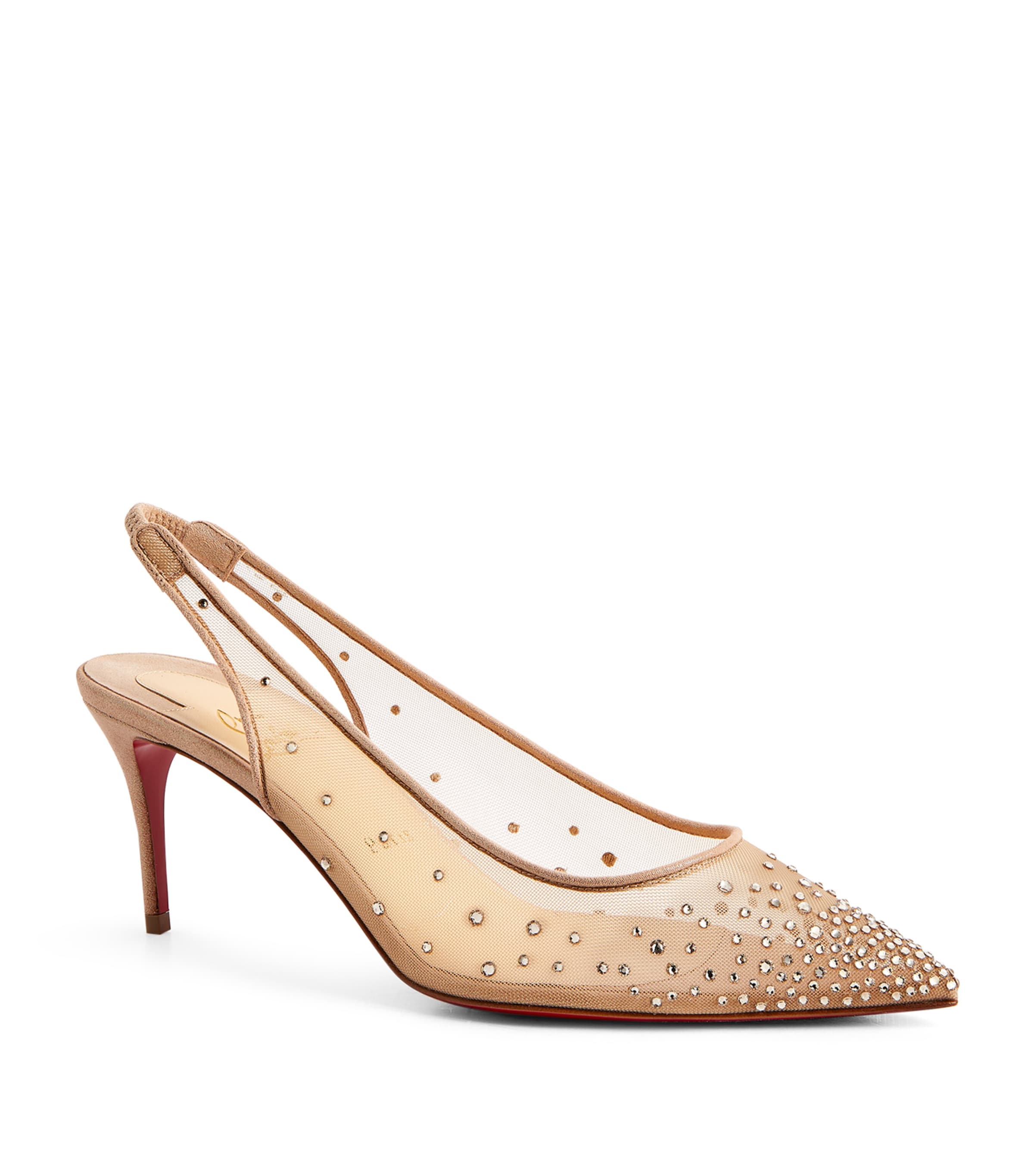 Christian Louboutin Follies Strass Slingback Pumps 70 In Beige