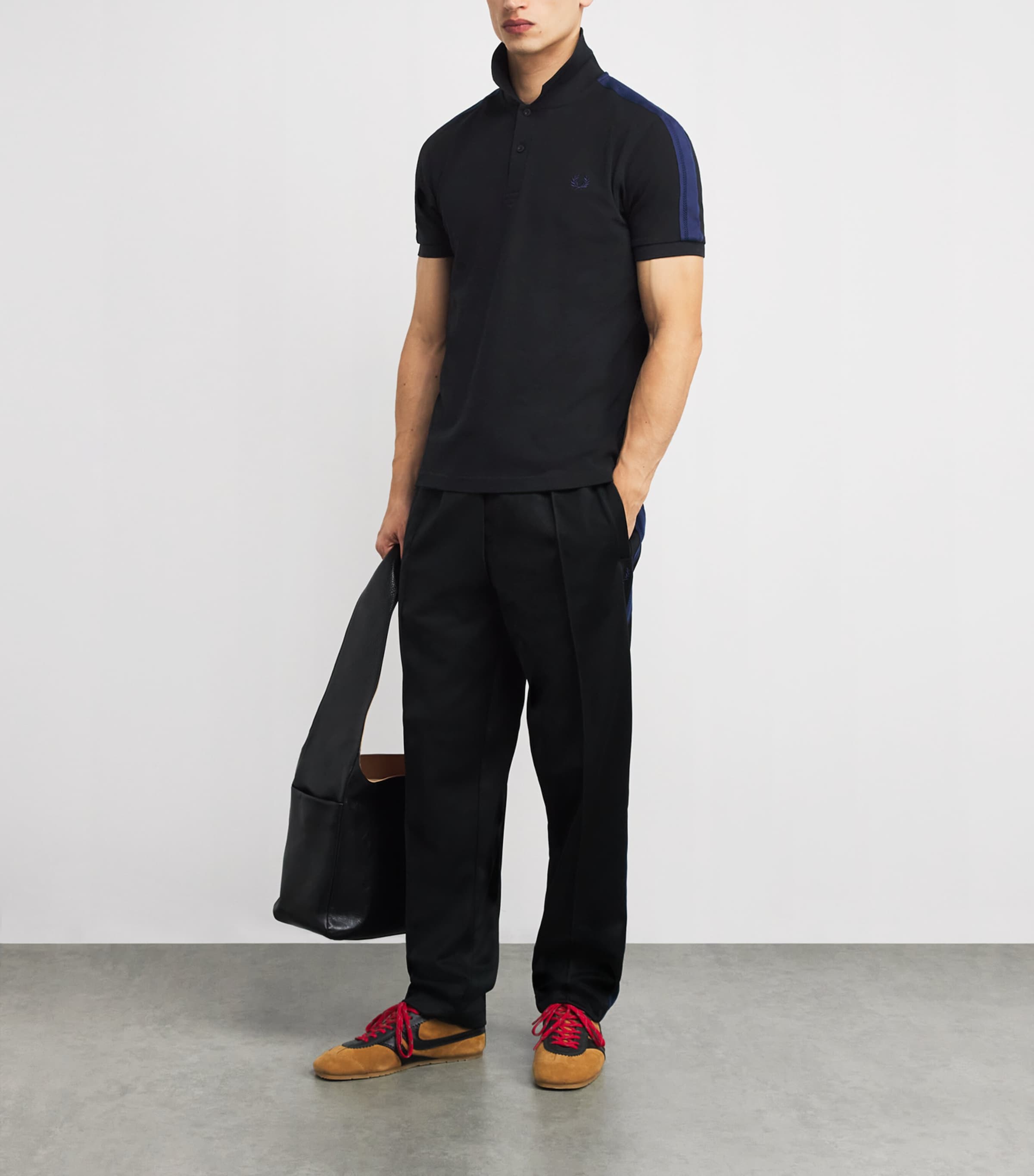 Cotton Taped Logo Polo Shirt 102 BLACK Image 2