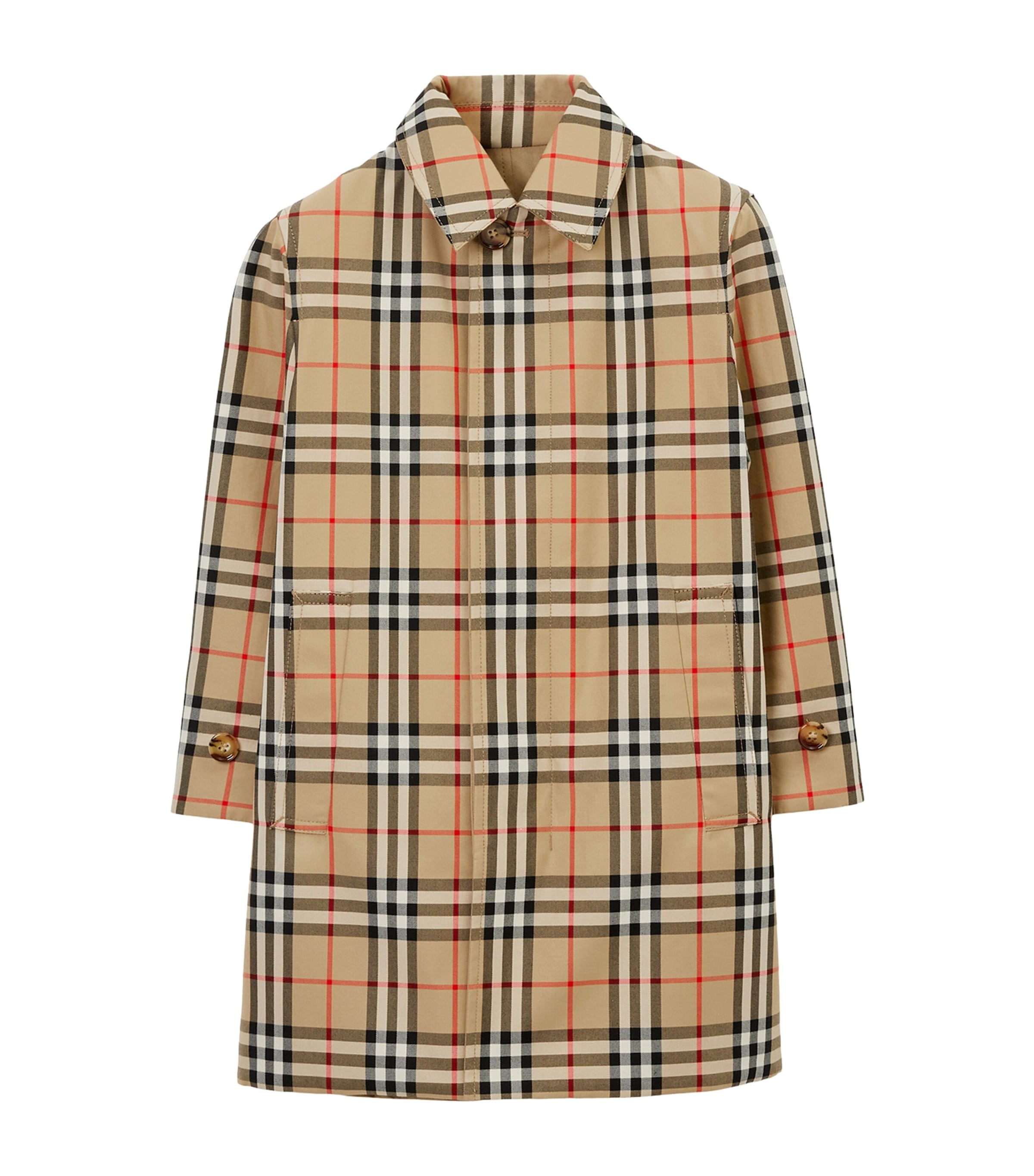 Burberry Kids Cotton Reversible Car Coat (3-12 Years) Archive Beige Ip Chk Image 1