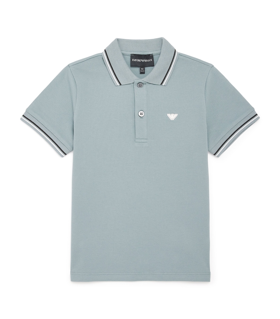 Stretch-Cotton Logo Polo Shirt (4-16 Years) STORMY SEA Image 1