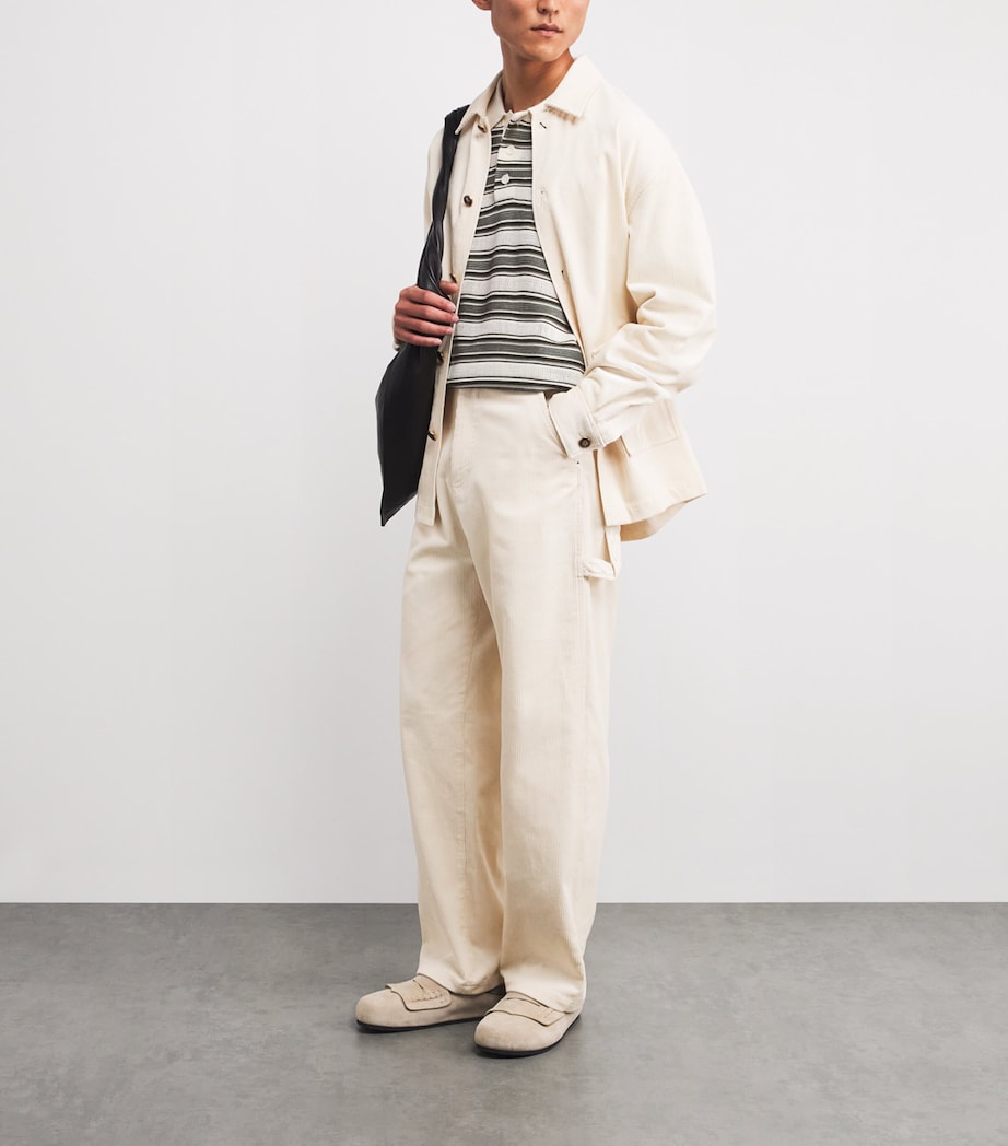 Drôle De Monsieur Mens Cotton Corduroy Overshirt Ec / Ecru Image 2