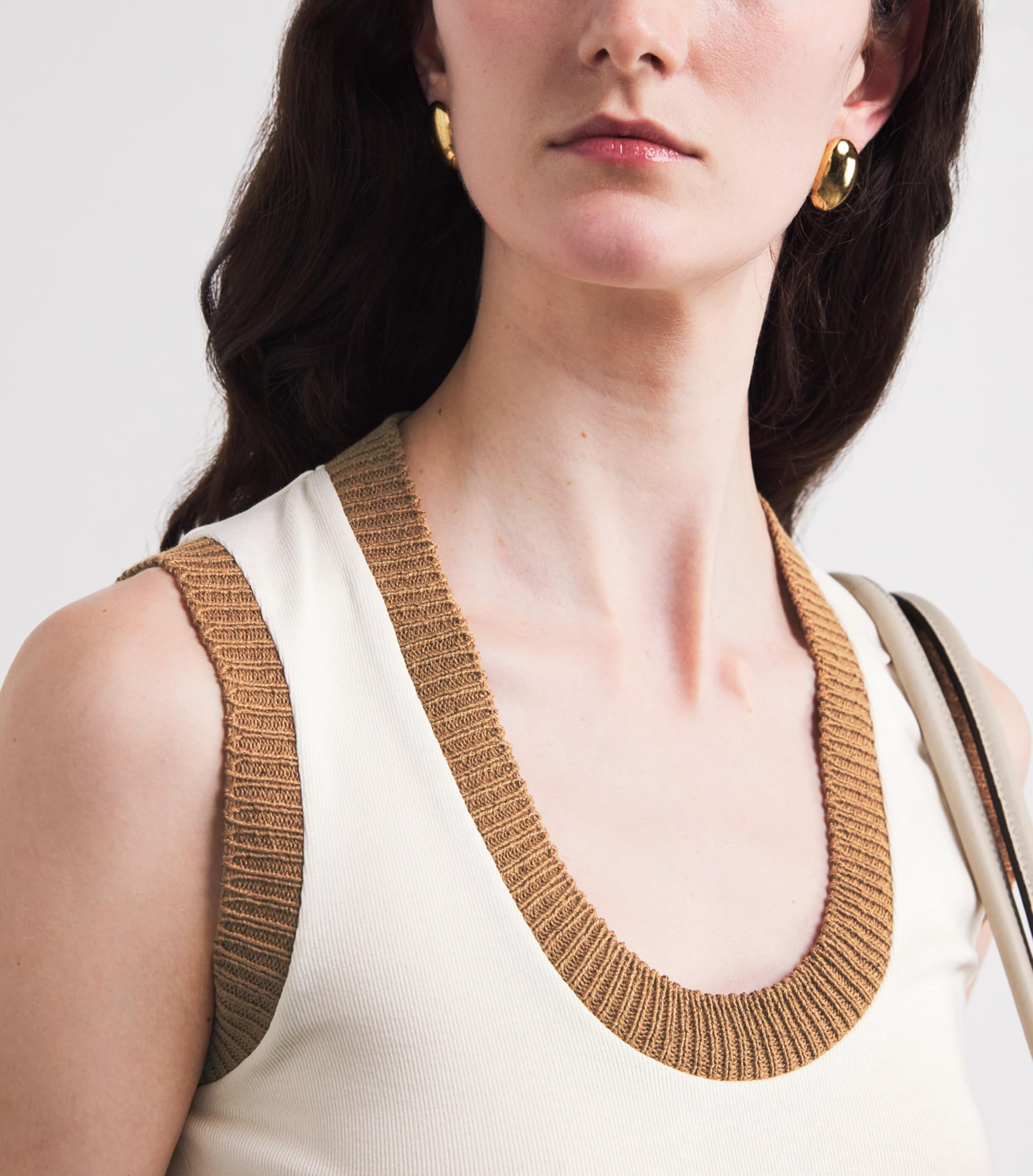 Stretch-Cotton Ribbed Tank Top VR2 BURRO/VIMINI Image 6