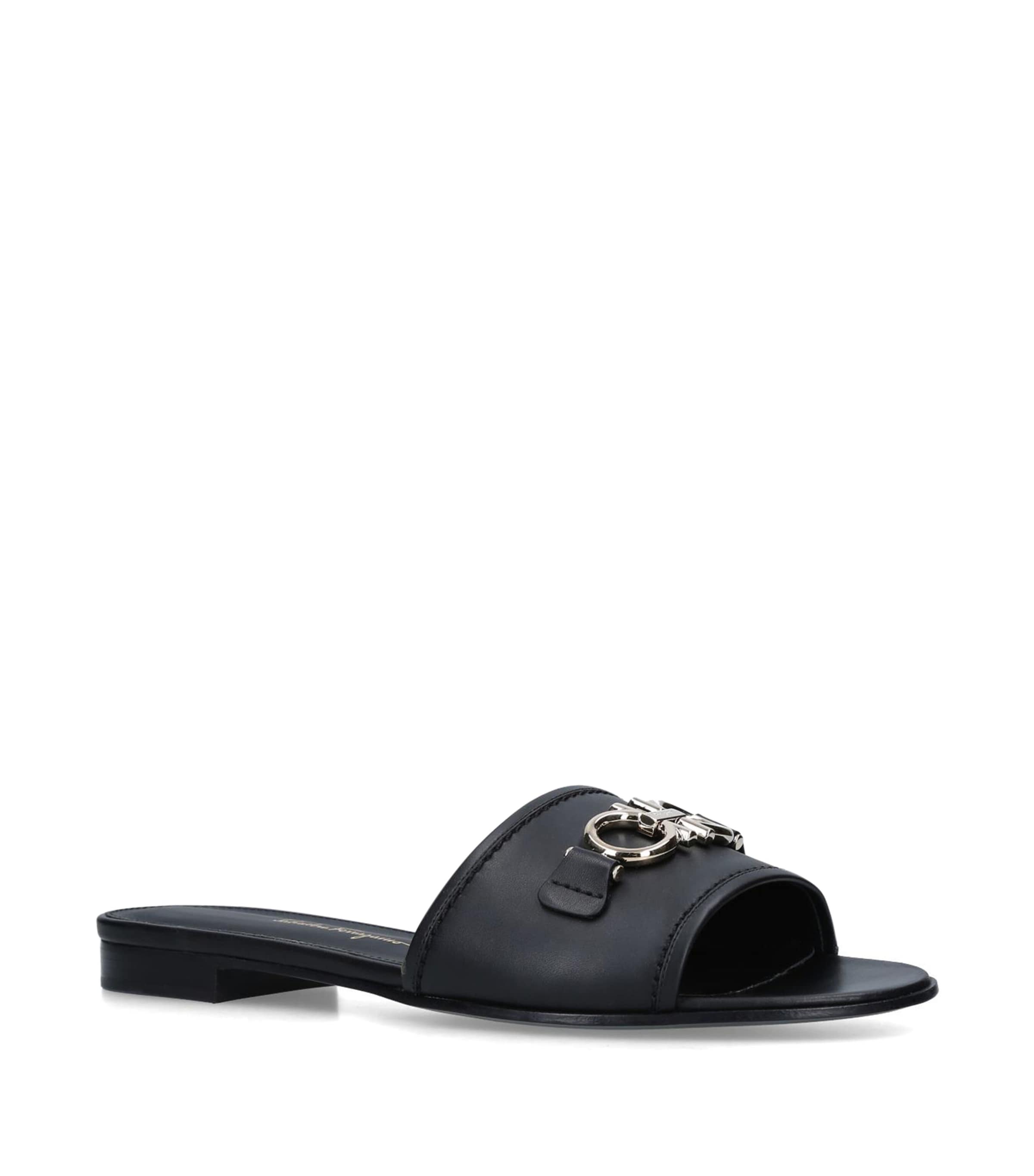 Ferragamo Leather Rhodes Sandals In Black