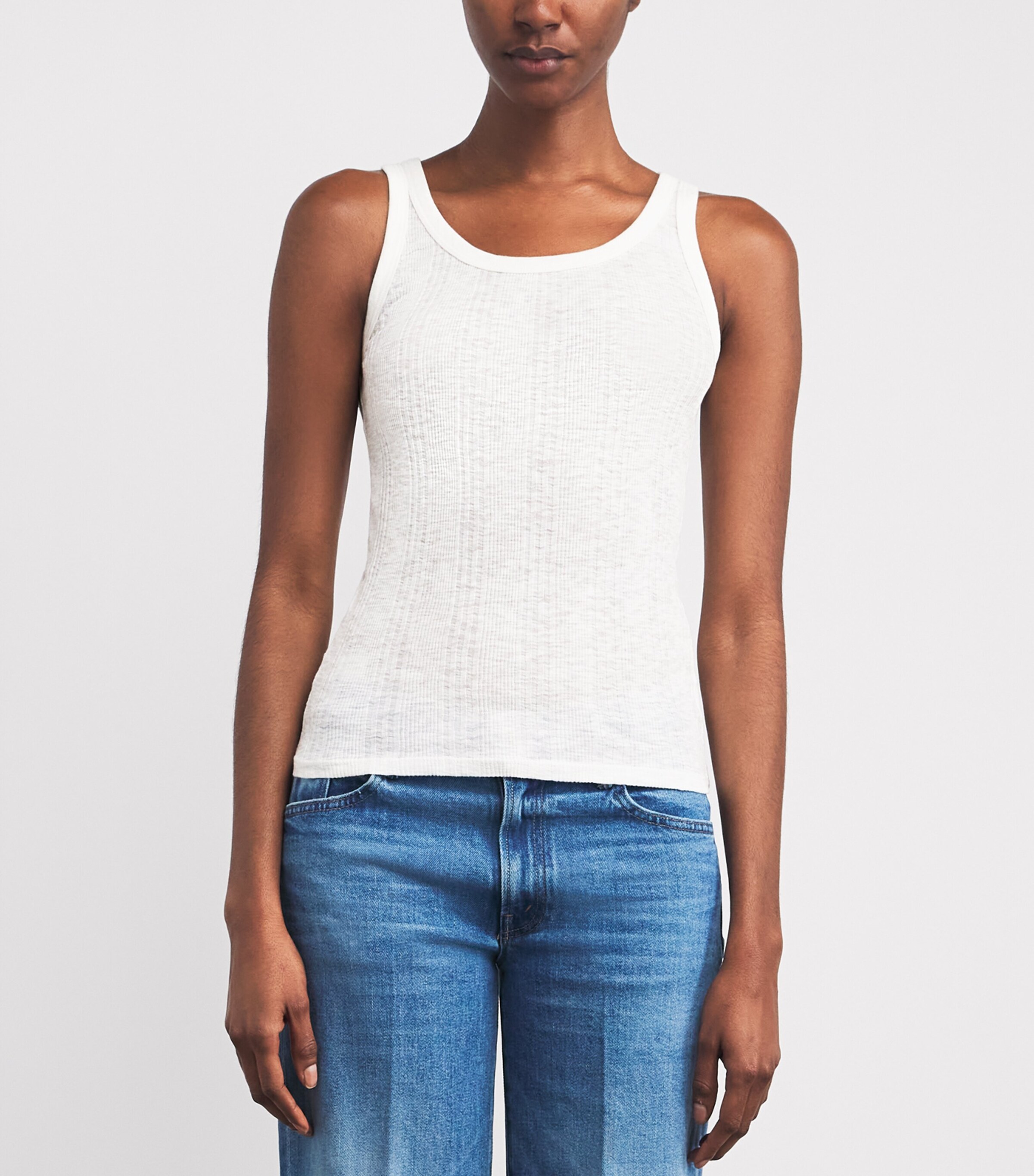 MOTHER Womens Cotton Runner Up Tank Top Fluff Image 3