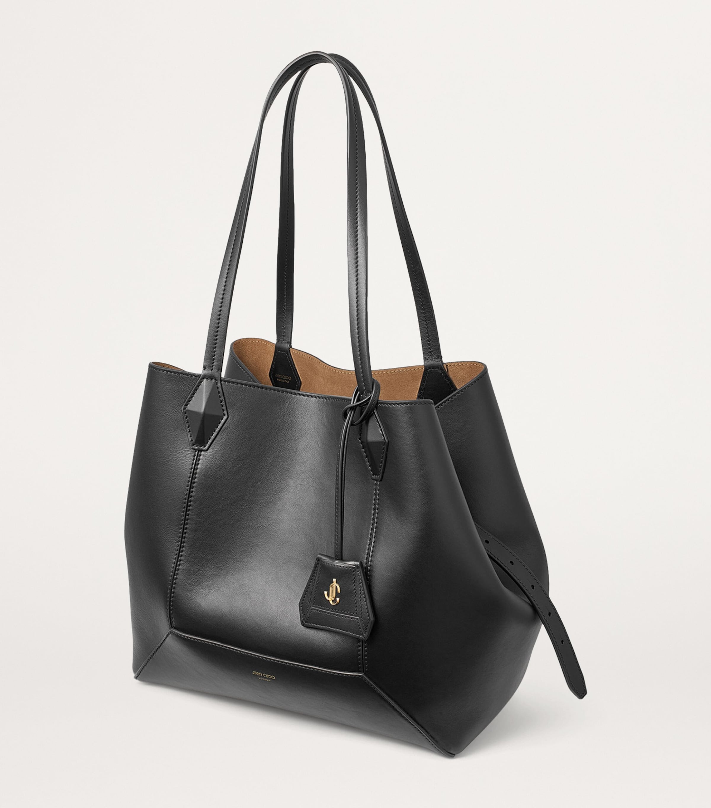 Diamond Medium Leather Tote Bag BLACK Image 2