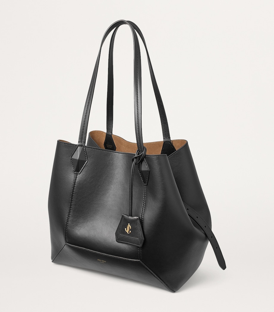 Diamond Medium Leather Tote Bag BLACK Image 2