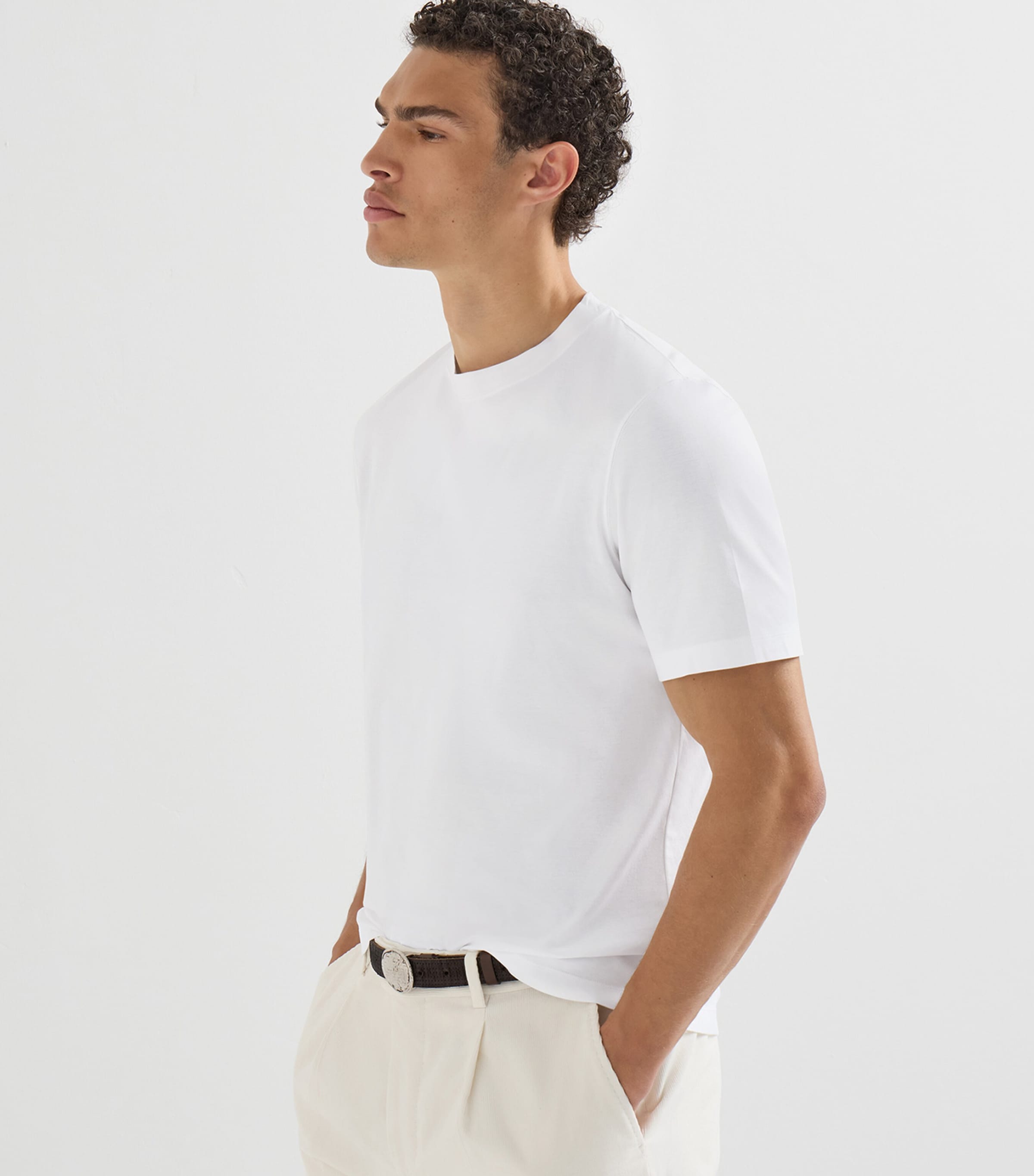 Brunello Cucinelli Mens Cotton Crew-Neck T-Shirt White Image 2