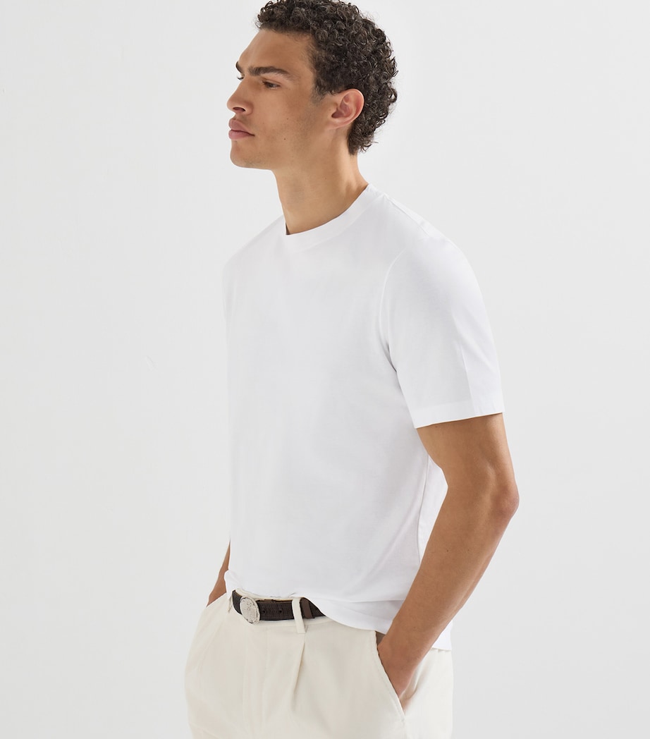 Brunello Cucinelli Mens Cotton Crew-Neck T-Shirt White Image 2