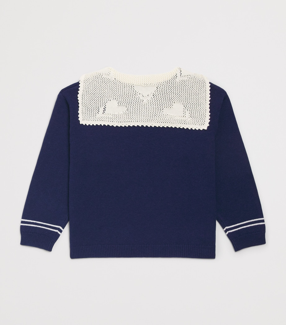 Bonton Wool-Blend Lace-Collar Pirate Sweater (2-14 Years) Sailor Blue Image 2