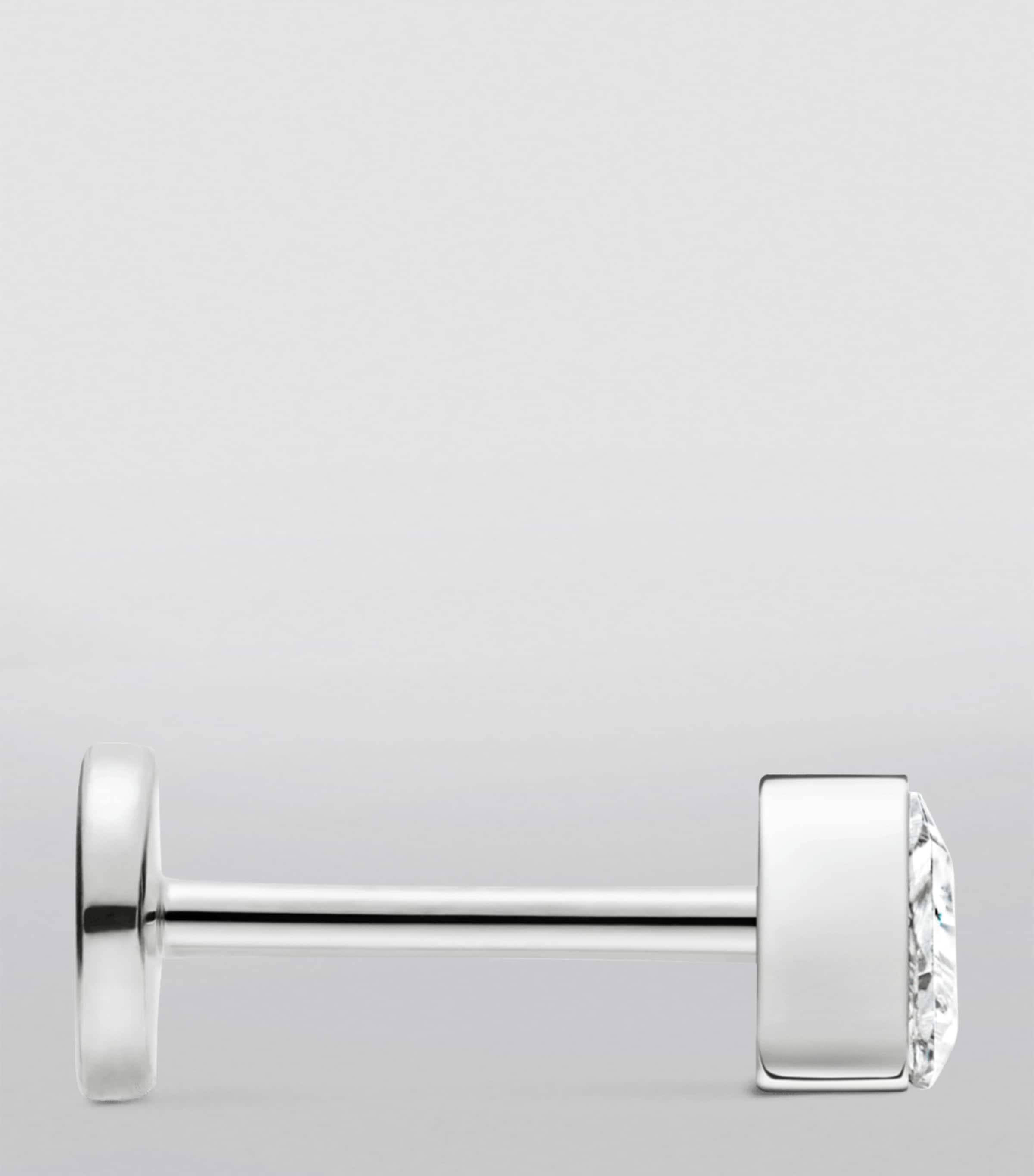 Invisible-Set Diamond Triangle Single Stud Earring 2.5mm WHITE GOLD Image 3