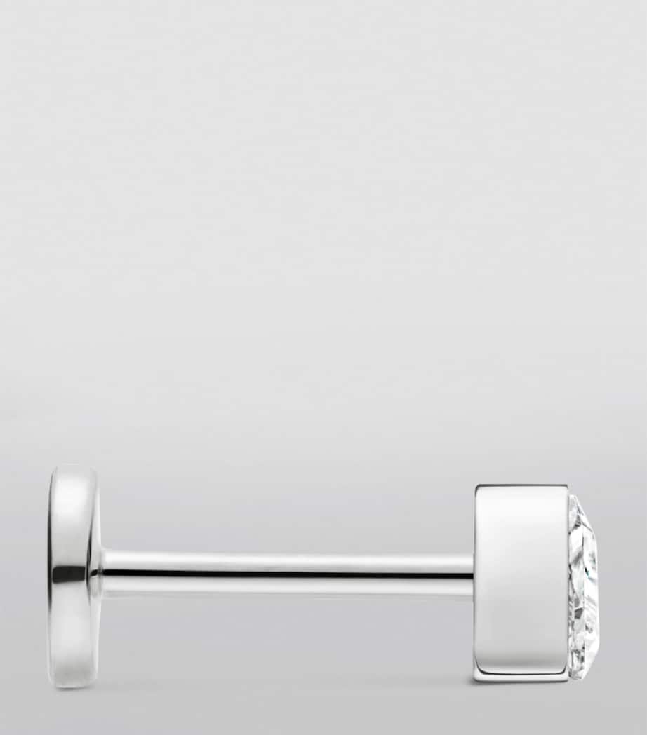 Invisible-Set Diamond Triangle Single Stud Earring 2.5mm WHITE GOLD Image 3