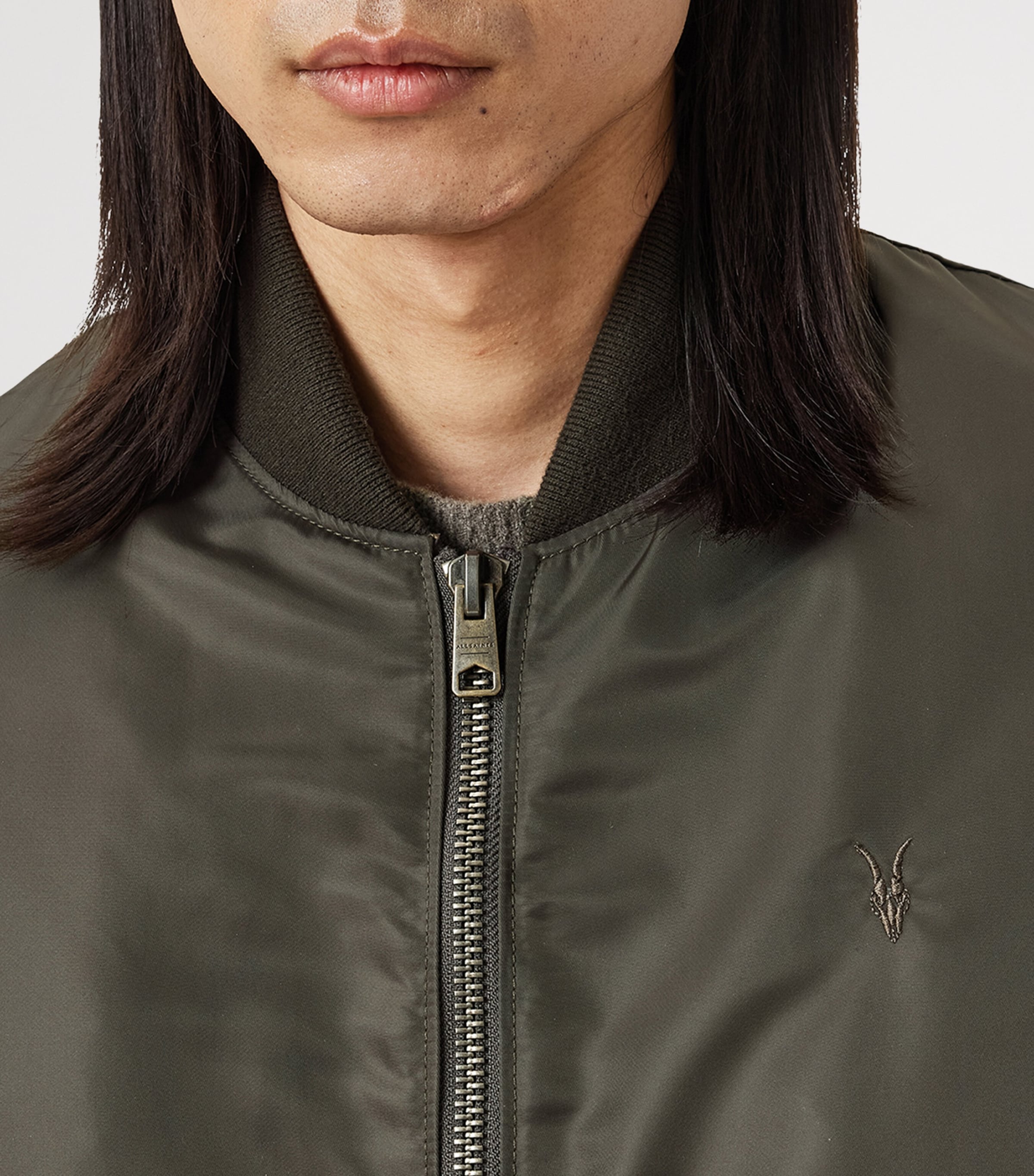 Leather-Sleeve Myler Bomber Jacket KHAKI Image 5