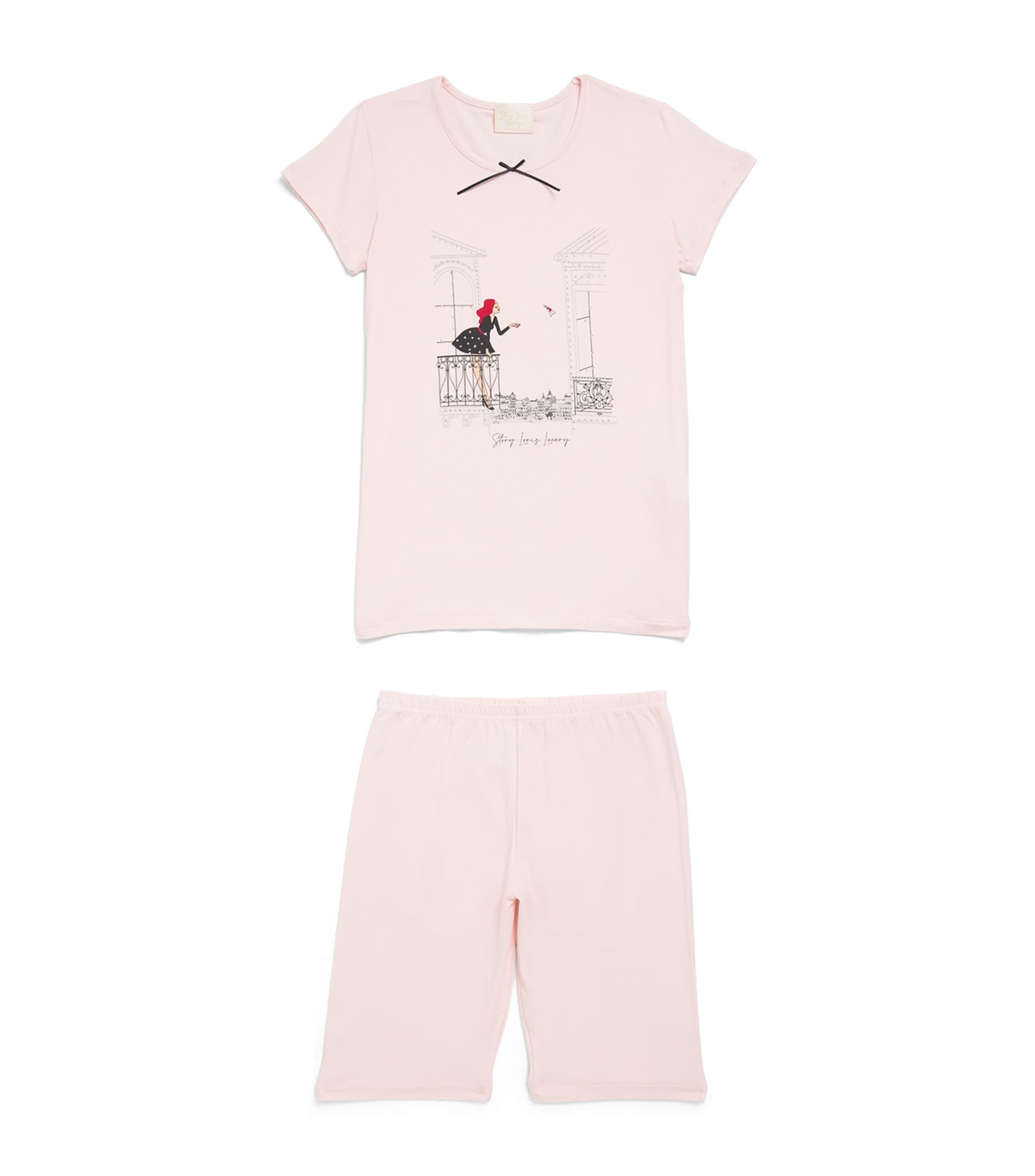 Story Loris Embellished Printed Pyjama Set In Pink